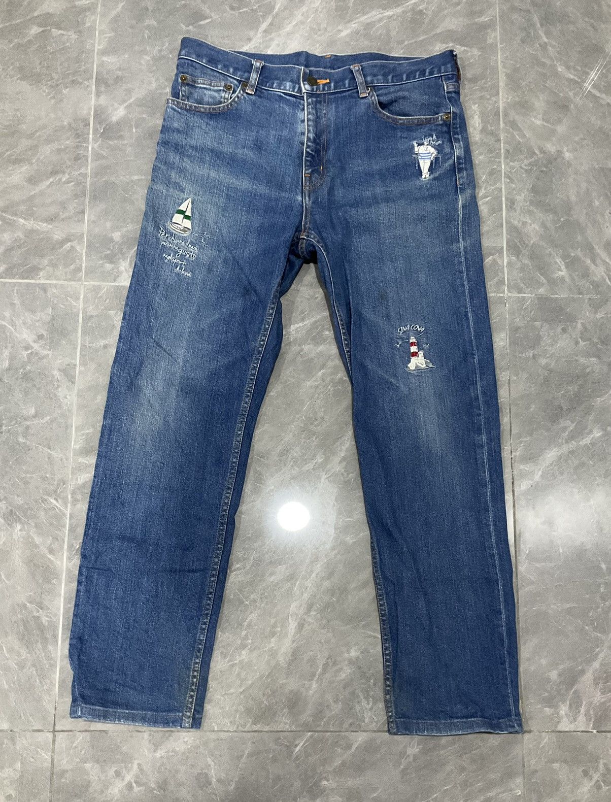 If Six Was Nine × Japanese Brand × Vintage Sina Cova Lupi Di Mare Denim Pants SC Size US 33 - 1 Thumbnail