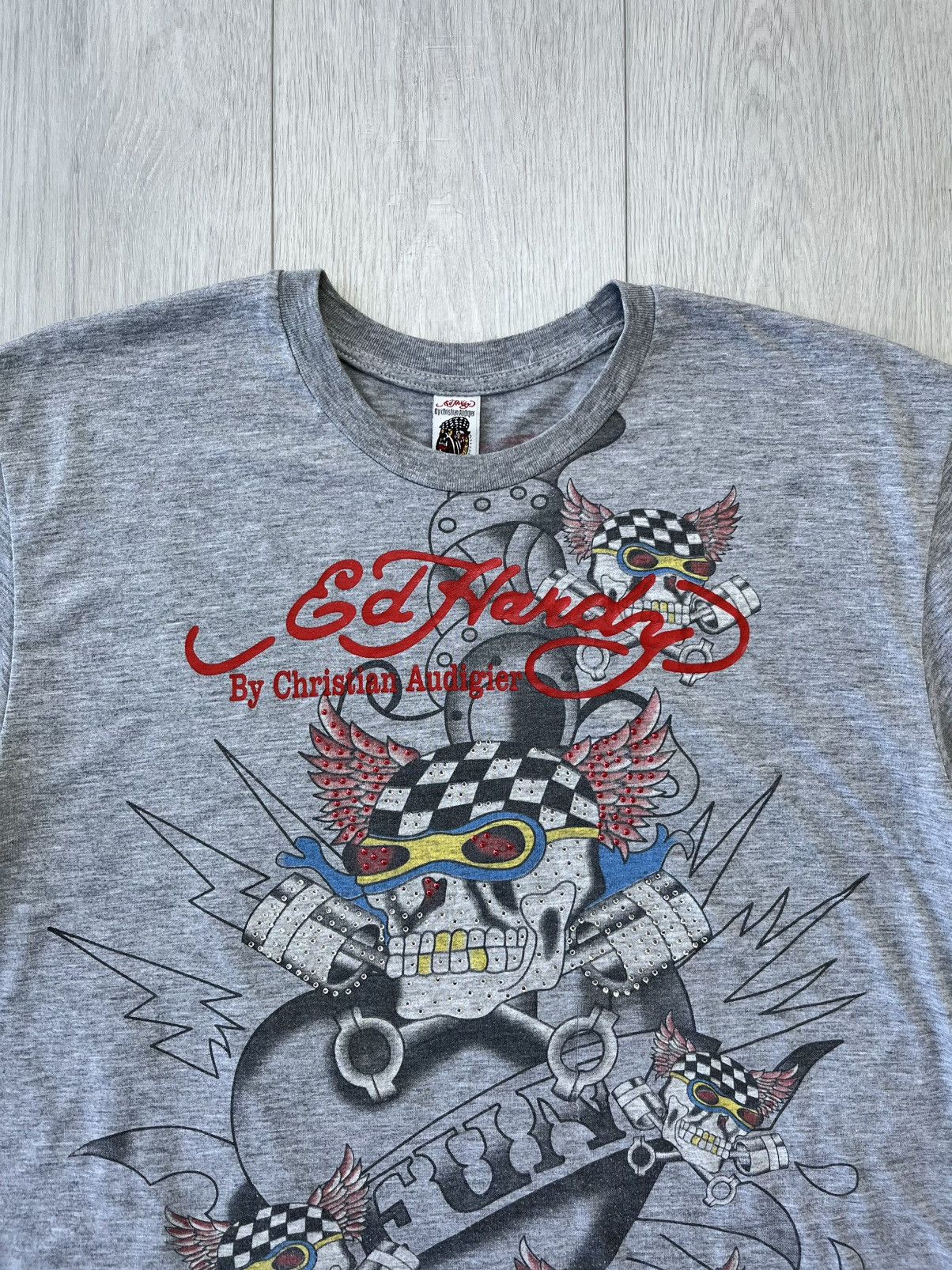 Christian Audigier × Ed Hardy × Japanese Brand Vintage Ed Hardy T-Shirt by Christian Audigier Skull Y2K 90 Size US XXL / EU 58 / 5 - 2 Thumbnail