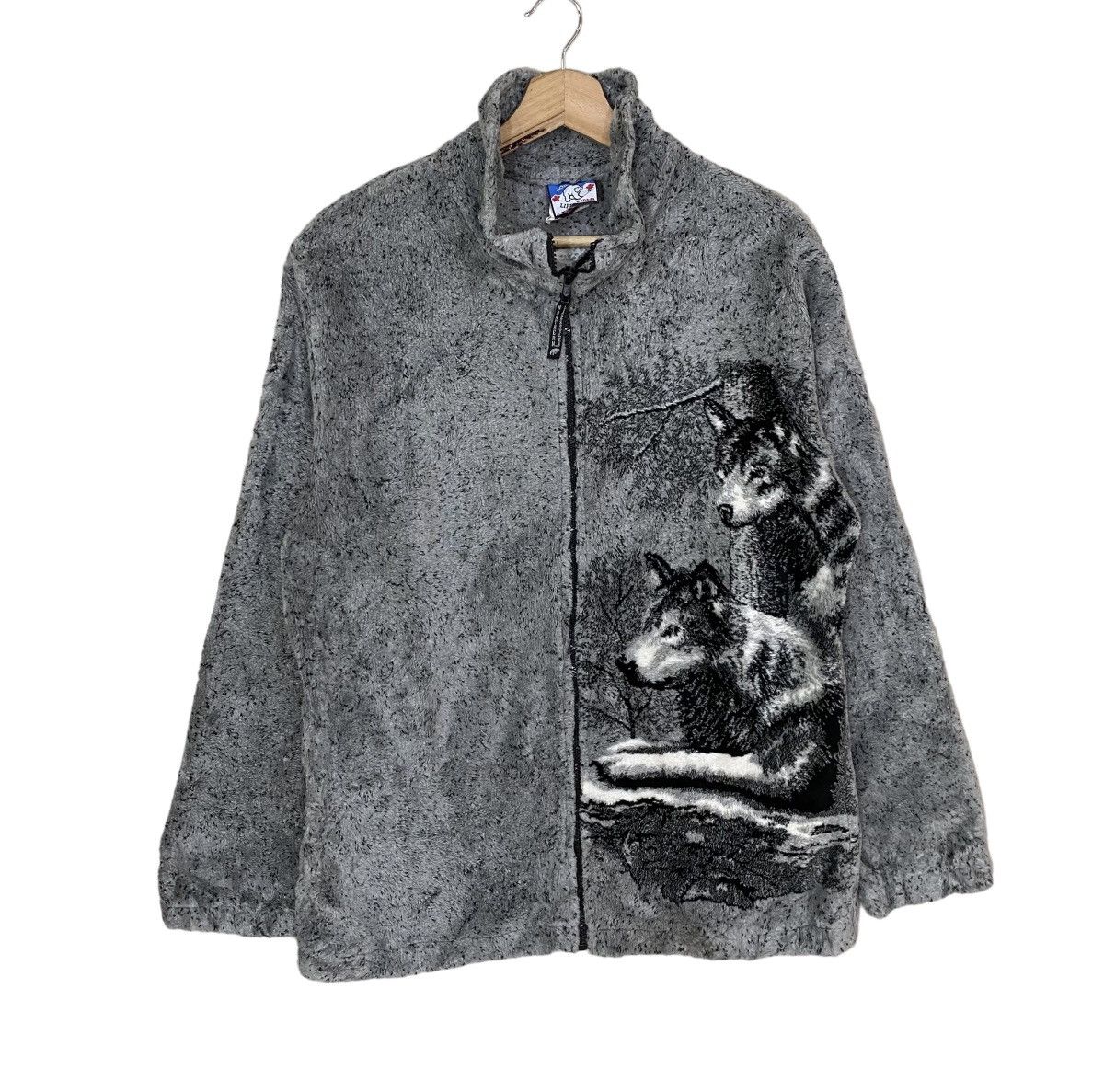 Retrofit 🌟VTG BIG WOLF RETRO OVERPRINT SHERPA ZIPPER JACKET Size US S / EU 44-46 / 1 - 2 Thumbnail