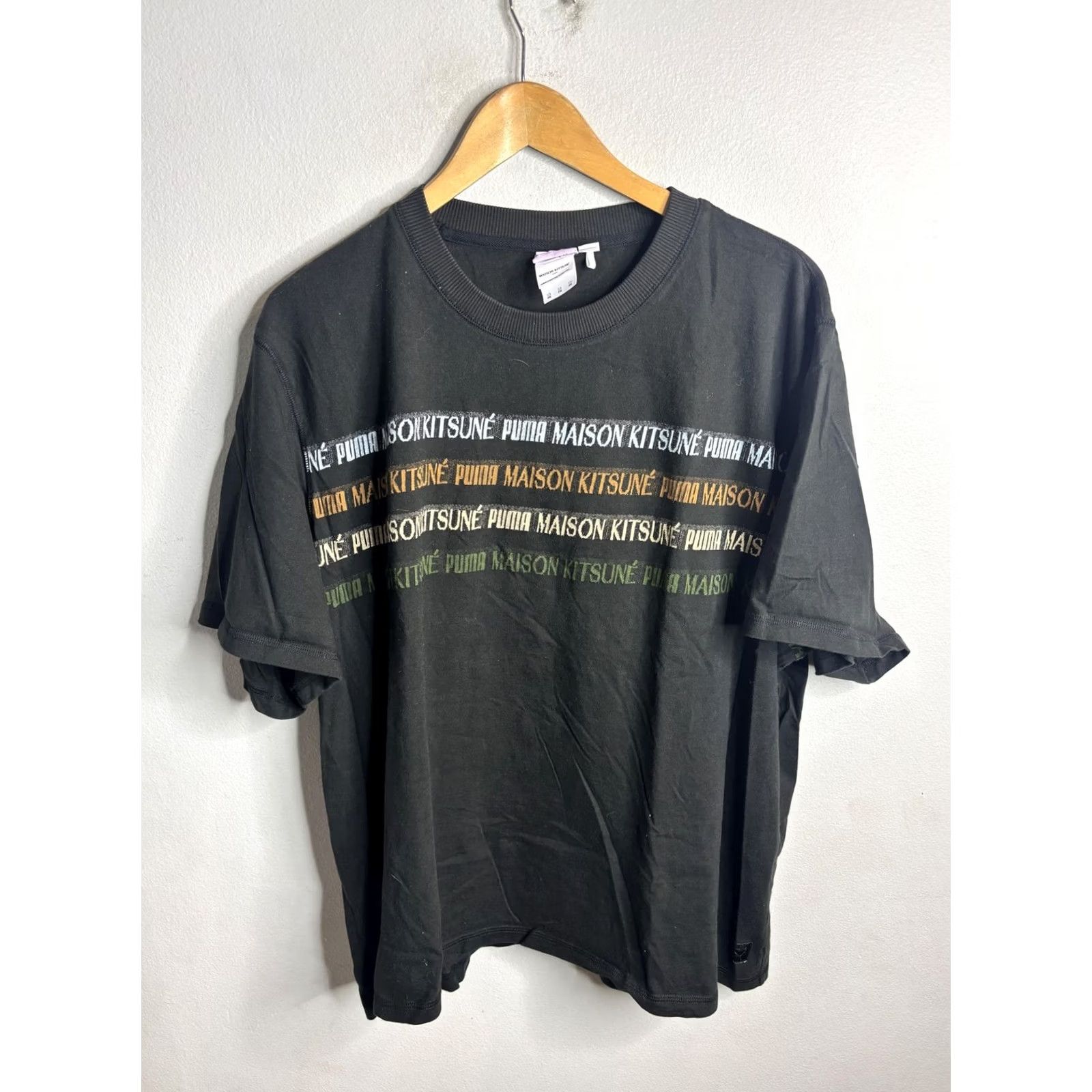 Vintage Maison Kitsuné Shirt Mens 2XL Black Puma Stripe Graphic T-Shirt Streetwear Size US XXL / EU 58 / 5 - 2 Thumbnail