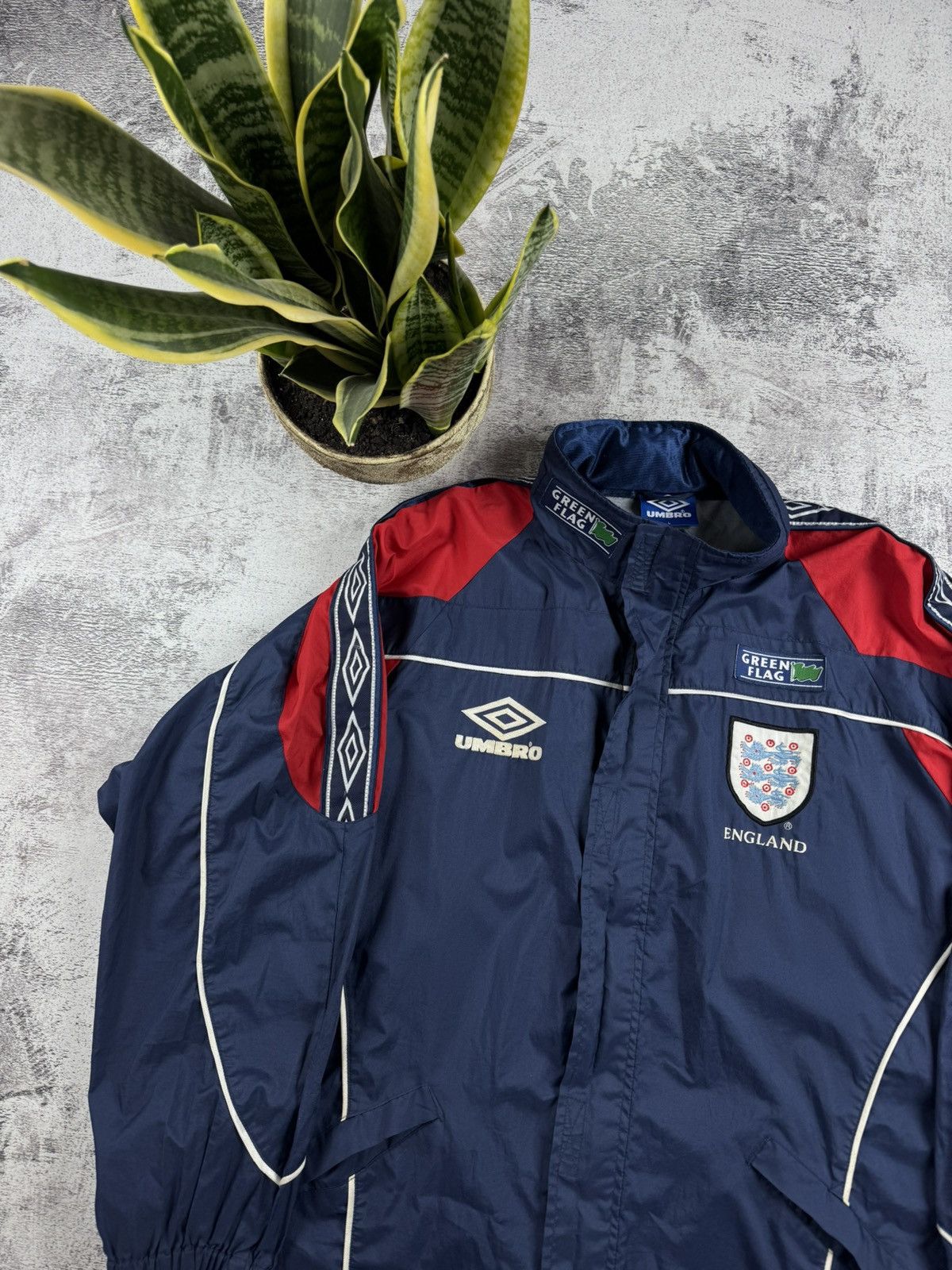 Umbro England 1996 Football Track Jacket Green Flag Windbreaker Size US L / EU 52-54 / 3 - 4 Thumbnail