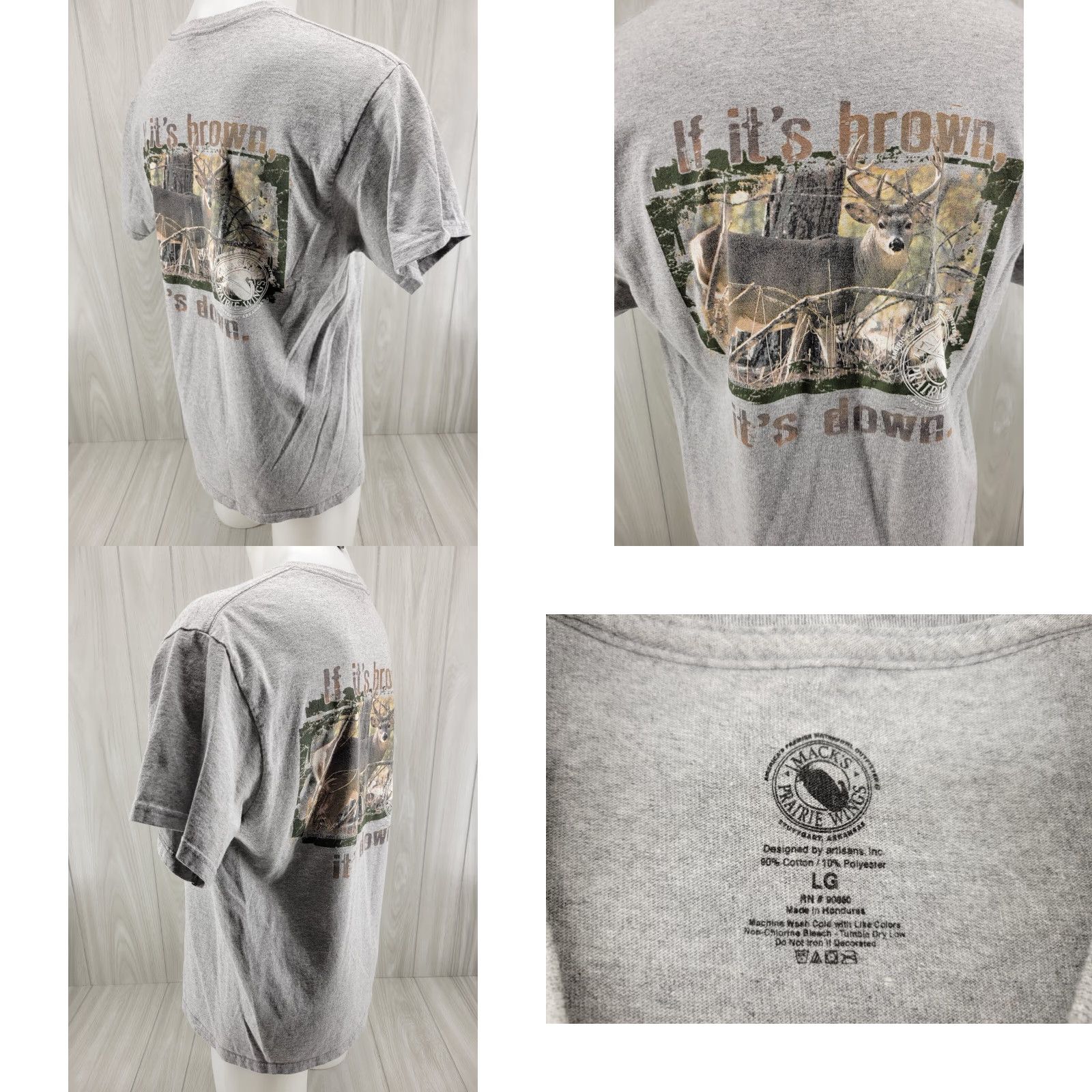 Vintage Mack's Prairie Wings Shirt Mens Large Gray Short Sleeve Crew Neck Size US L / EU 52-54 / 3 - 8 Thumbnail