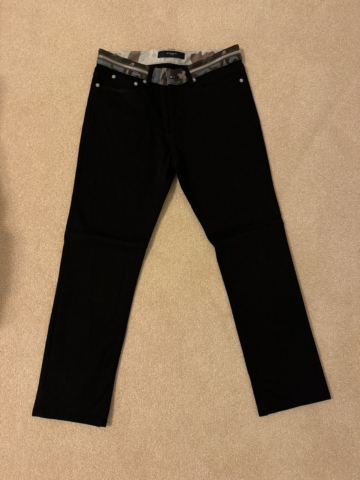 Image of Givenchy Camo Waist Black Jeans, Men's (Size 31)