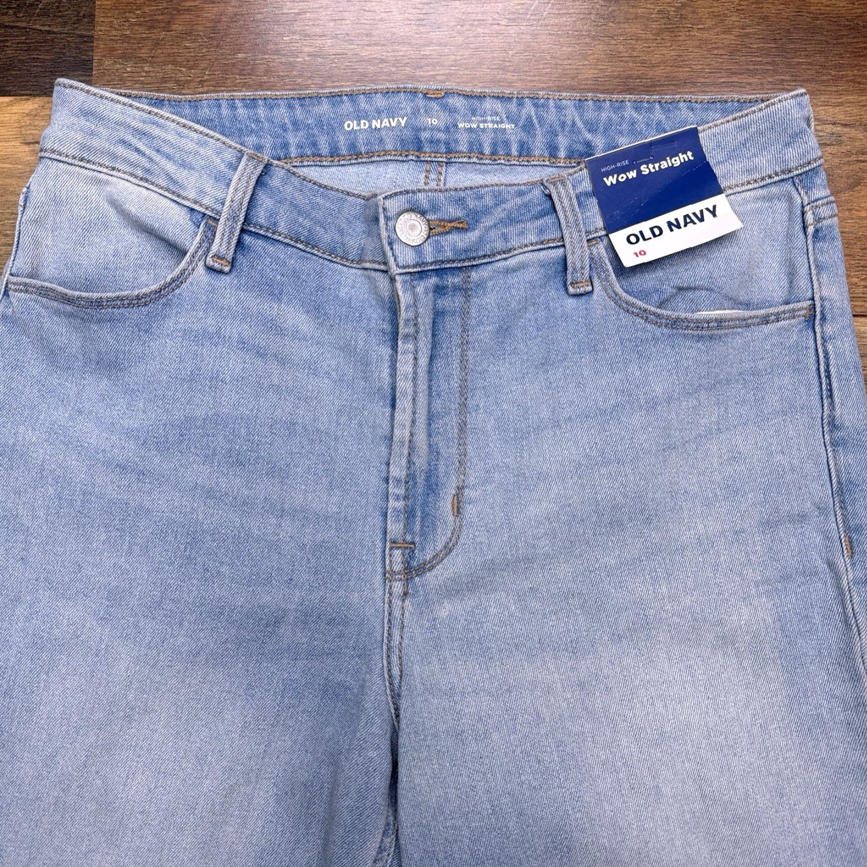 Old Navy Old Navy Jeans Womens 10 High Rise Stretch Straight Denim 5-Pocket Zip Button Cotton Blend Light Wash Blue Size 32" / US 10 / IT 46 - 3 Thumbnail
