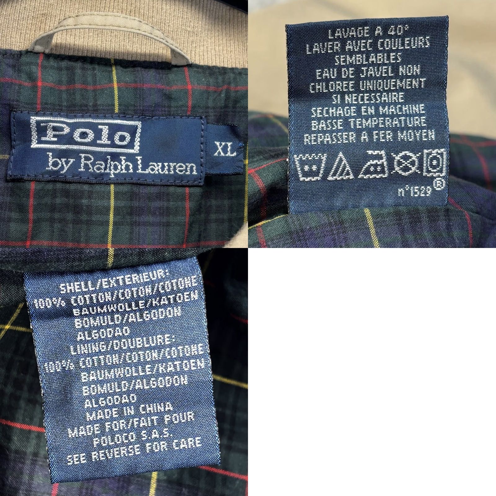 Polo Ralph Lauren VINTAGE? No, omit. Polo Ralph Lauren Bomber Jacket XL Beige Mens Zip Up Navy Horse Used Size US XL / EU 56 / 4 - 8 Thumbnail