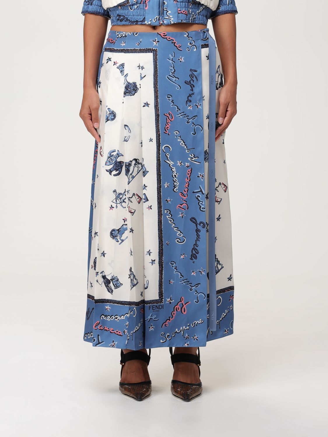 image of Fendi Skirt Woman Gnawed Blue, Women's (Size 26)