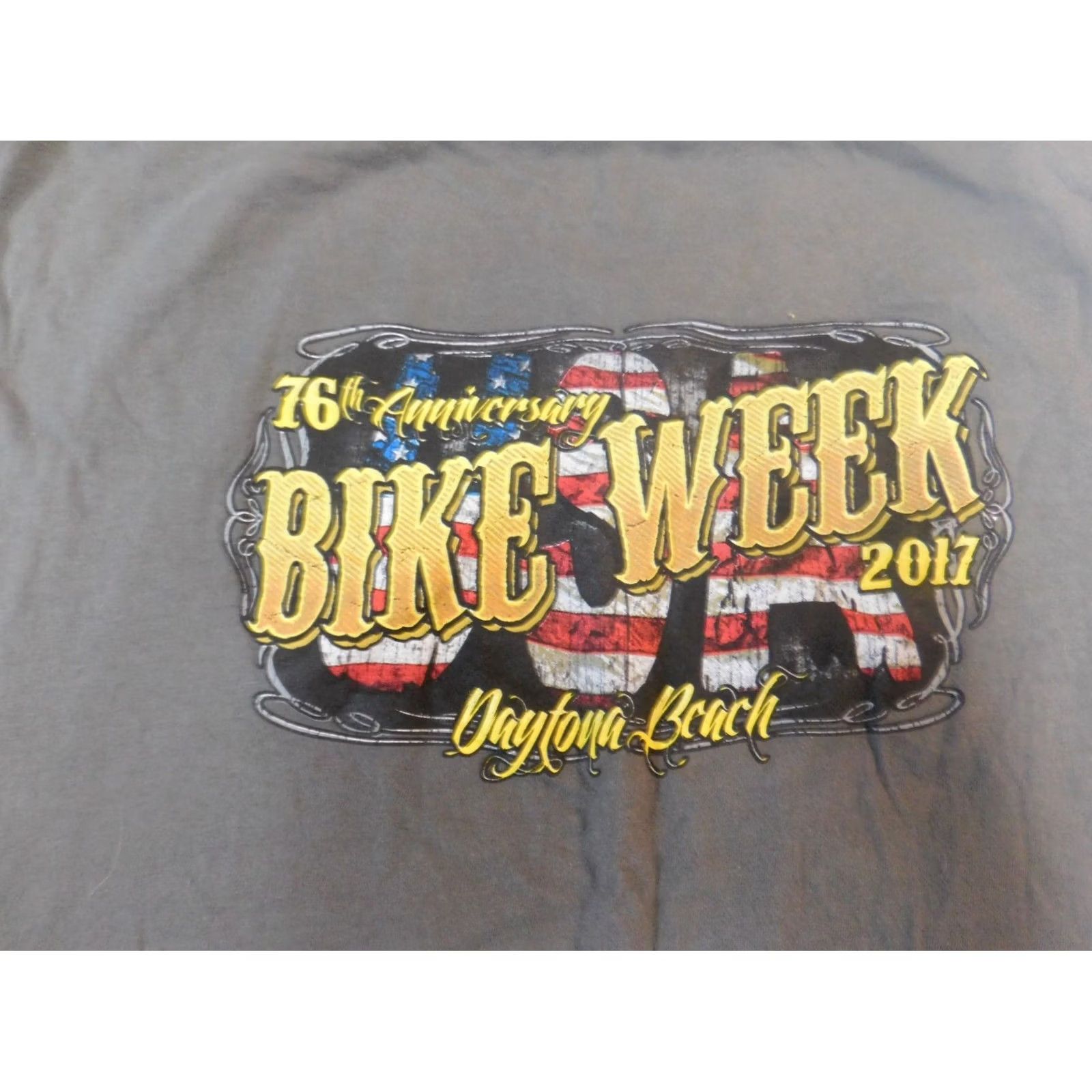 Gildan Gildan T-Shirt Mens L Gray 2017 Daytona Beach Bike Week Short Sleeve Crew Neck Graphic Classic Logo Size US L / EU 52-54 / 3 - 7 Thumbnail