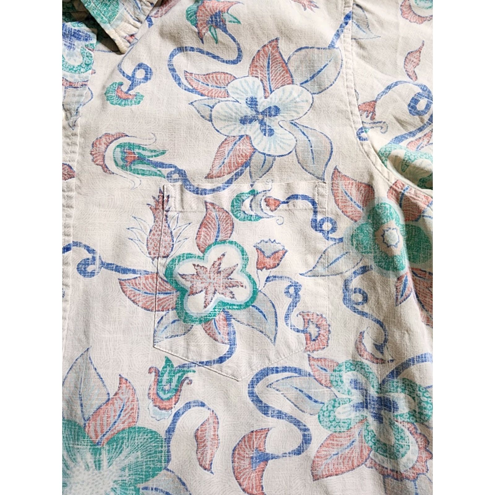 Reyn Spooner VINTAGE Reyn Spooner Mens L Reverse Print Hawaiian Flower Camp Shirt Distressed Size US L / EU 52-54 / 3 - 8 Thumbnail