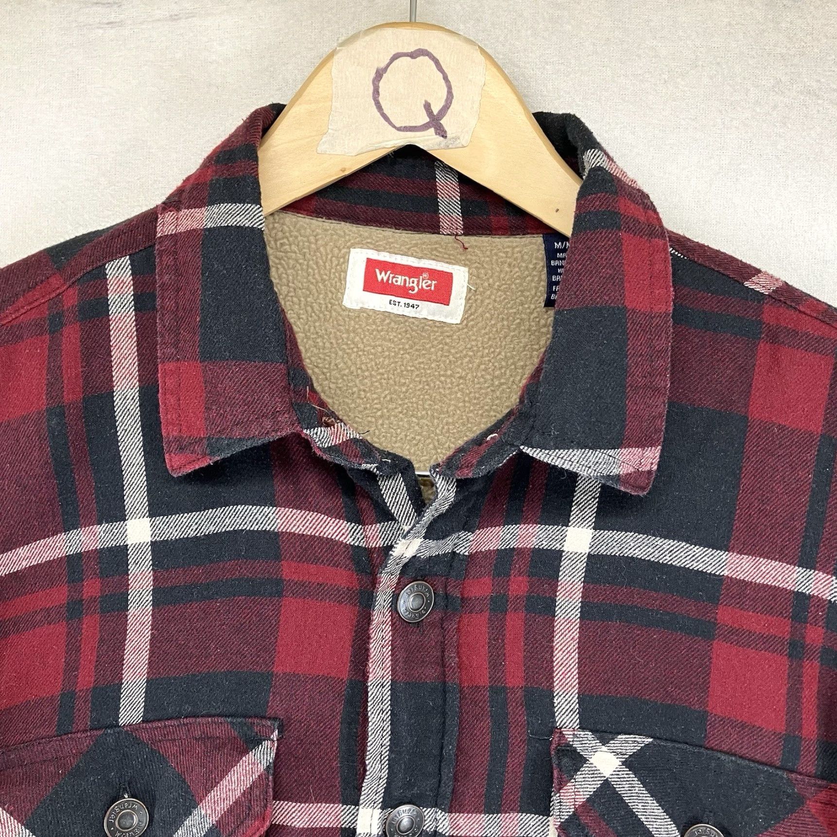 Wrangler VINTAGE Wrangler Shirt Jacket Men M Heavy Plaid Sherpa Lined Flannel Barn Coat Shacket Red 45 in Chest Mens Regular Size M Size US M / EU 48-50 / 2 - 5 Thumbnail