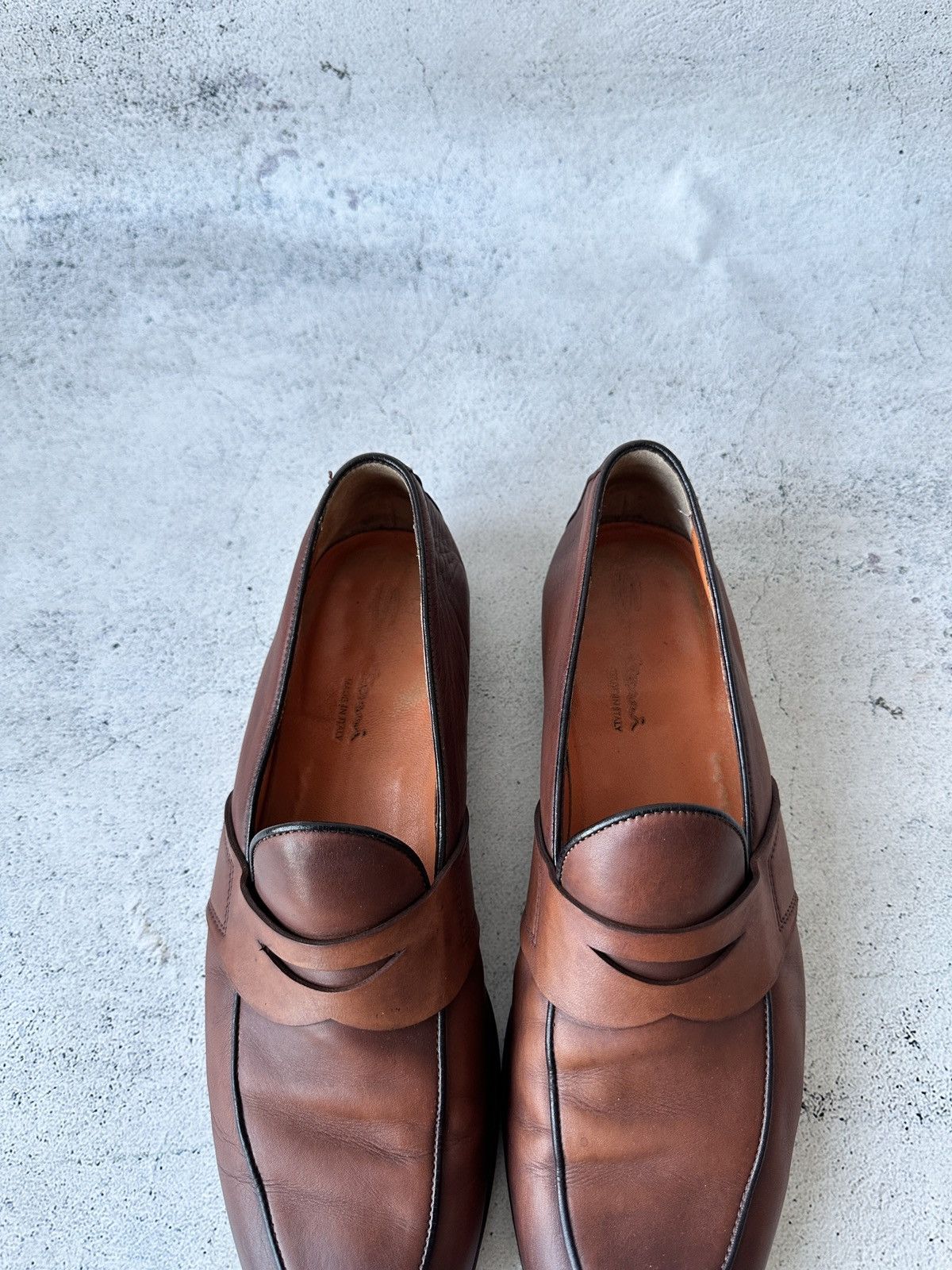 Santoni Santoni Loafers Brown Leather Penny Slip-On Dress Shoes Size US 9.5 / EU 42-43 - 12 Thumbnail