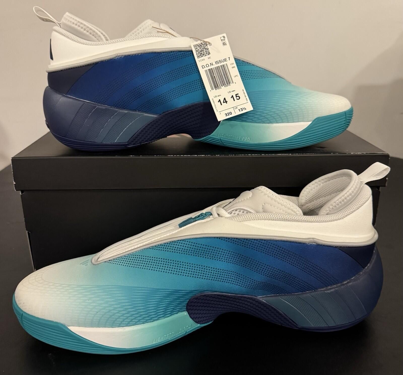 Adidas Adidas Men's Teal White Blue D.O.N. Issue 7 Basketball Shoes Size US 14 / EU 47 - 3 Thumbnail