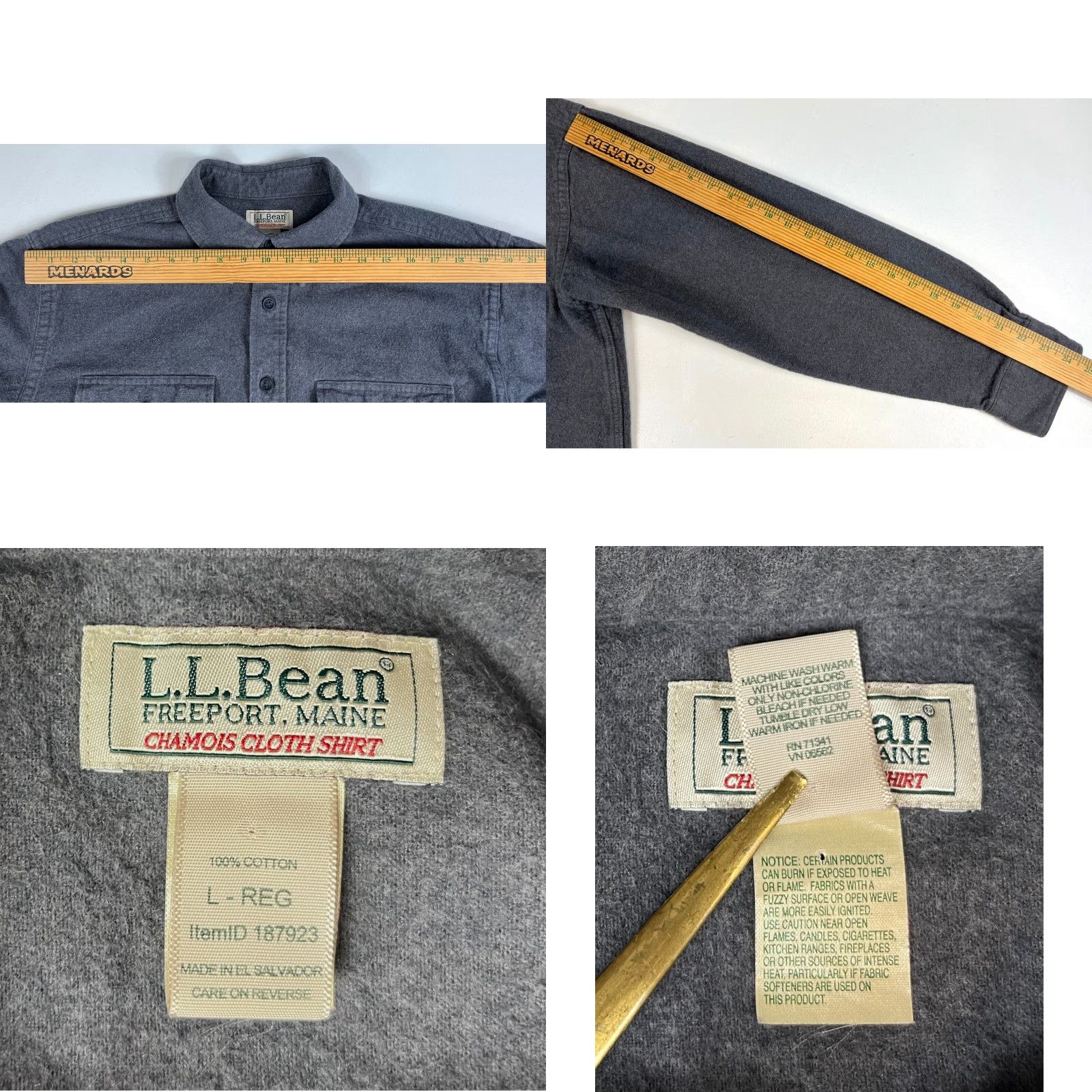Vintage VINTAGE L.L. Bean Men’s Chamois Cloth Shirt Button-Up L Reg Gray Cotton Heavyweight Pockets Outdoors Shirt Mens Size US L / EU 52-54 / 3 - 8 Thumbnail