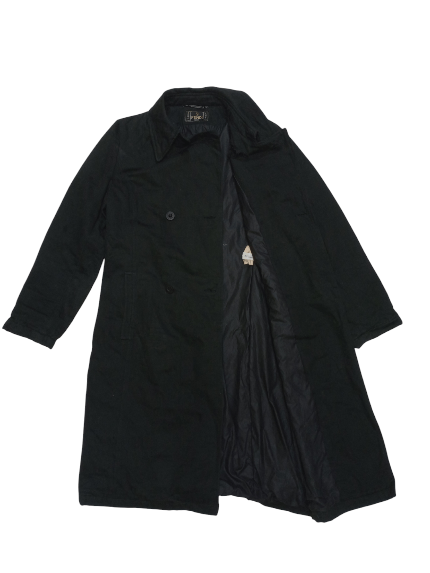 Fendi Vintage Fendi Zucca Monogram Black Distressed Trench Coat Size US M / EU 48-50 / 2 - 2 Thumbnail