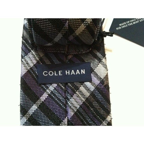 Cole Haan COLE HAAN MENS NEW CHARCOAL 100%SILK PLAID TIE WIDTH: 2 7/8" Size ONE SIZE - 2 Thumbnail