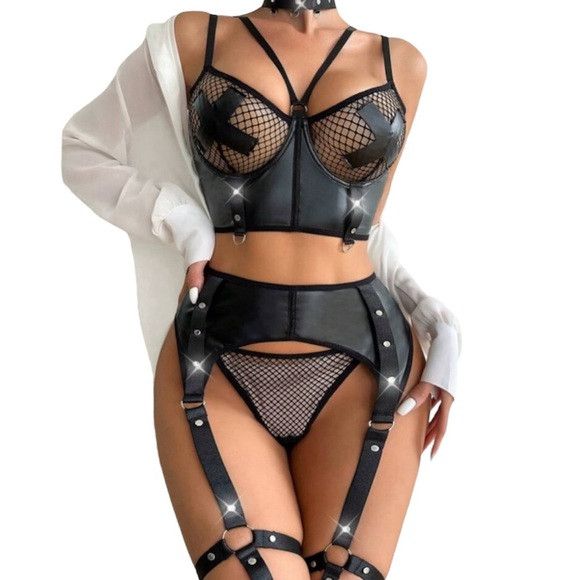 Other 4pack Fishnet Insert Garter Underwire Lingerie Set Size S / US 4 / IT 40 - 1 Thumbnail