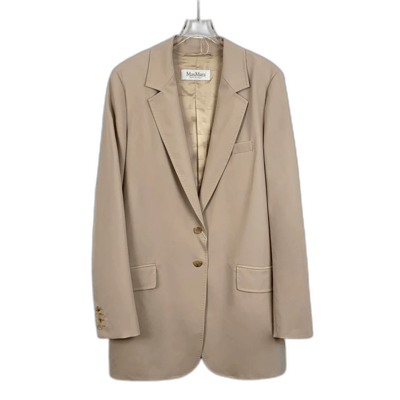 Max Mara Maxmara khaki sheepwool lapel long-sleeved suit jacket Size US L / EU 52-54 / 3 - 1 Thumbnail