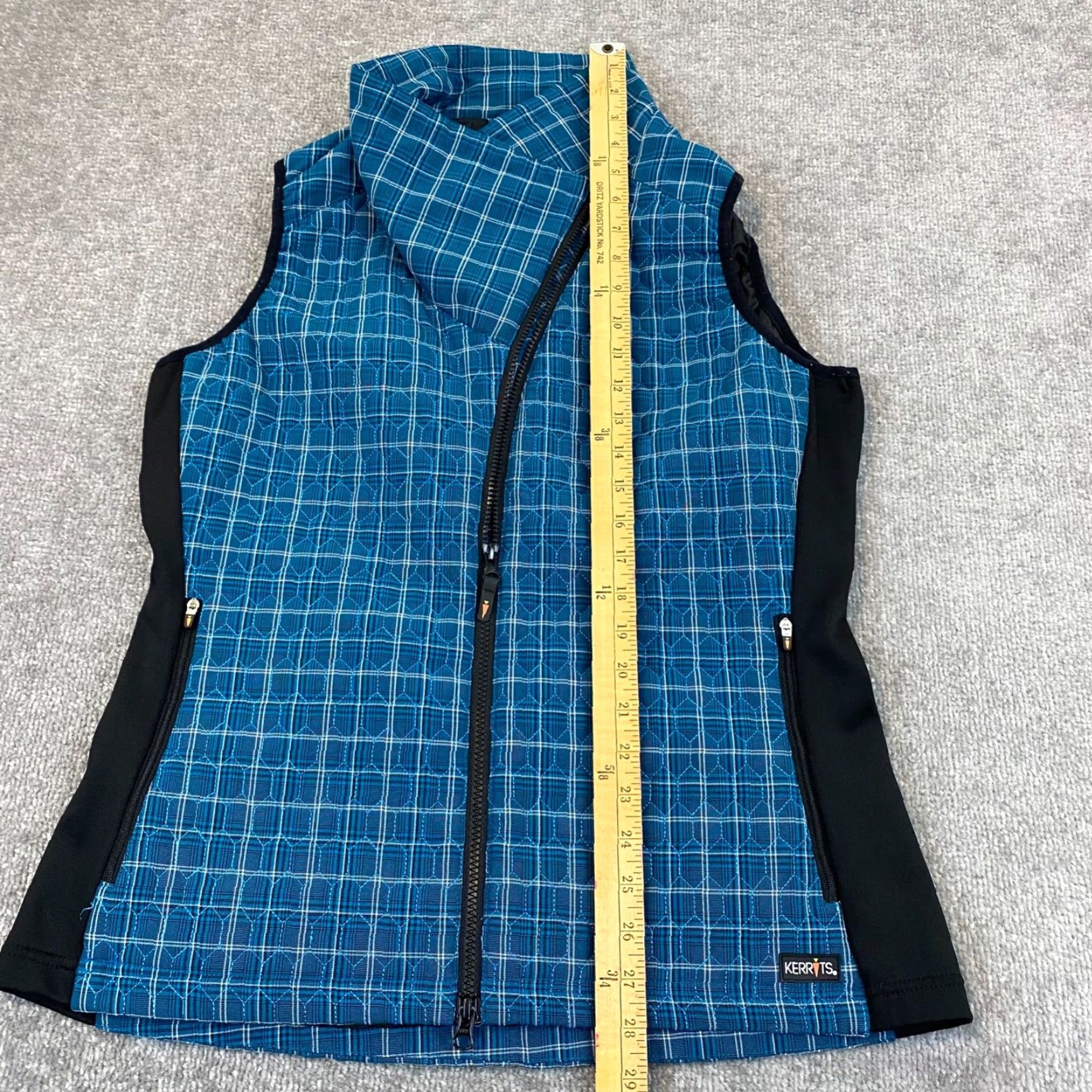 Vintage Kerrits Vest Womens L Blue Plaid Asymmetrical Zip Cowl Neck Equestrian Western Vest Size L / US 10 / IT 46 - 6 Thumbnail