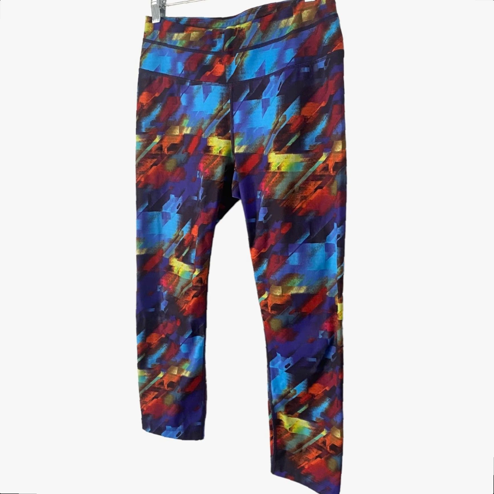 Athleta Athleta Cropped Colorburst Sonar Running Leggings Womens M Athletic Stretch Leggings Color Multicolor Zip Pocket 78% Polyester 22% Lycra Spandex Size 32" / US 10 / IT 46 - 2 Thumbnail