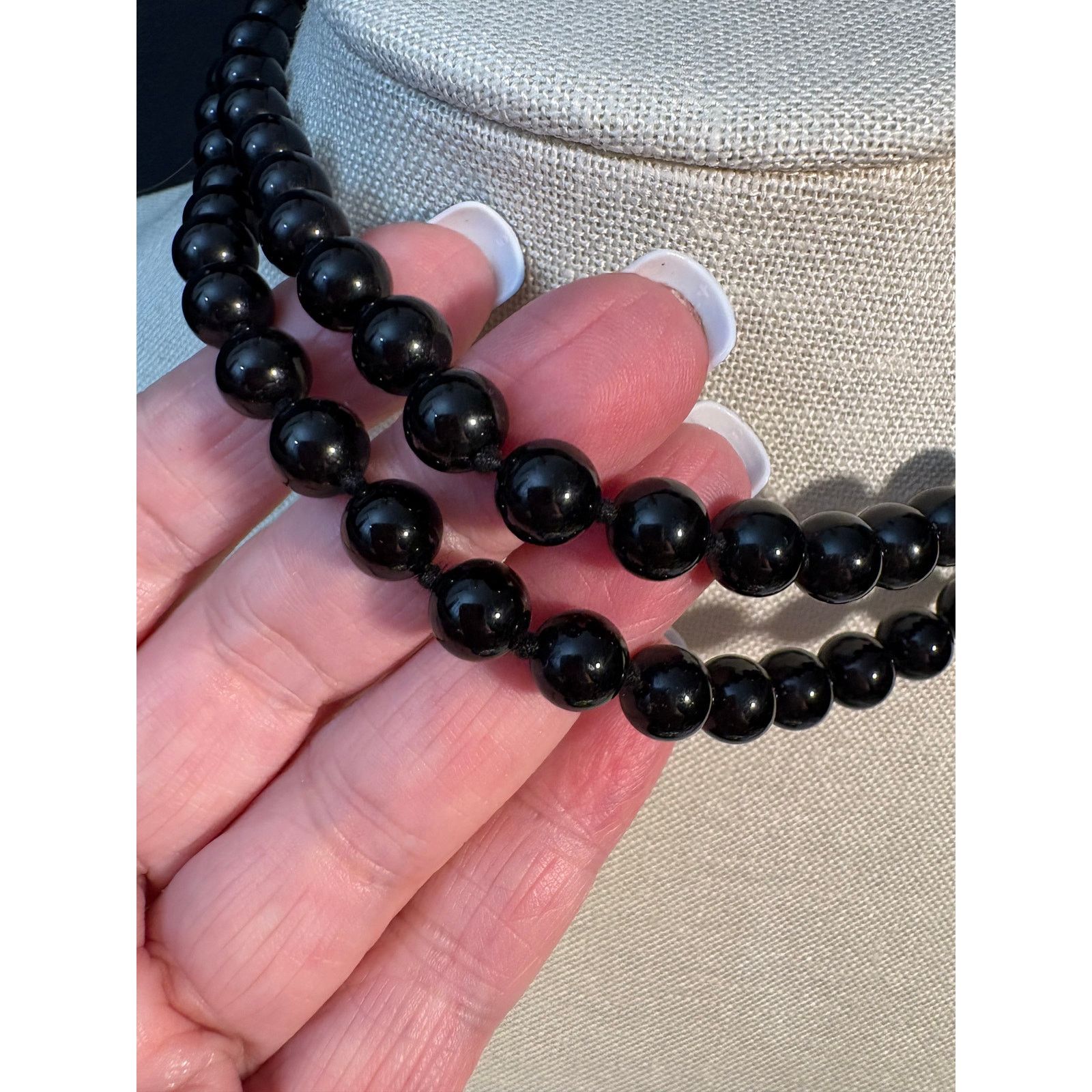 Other Vintage Black Onyx Bead Necklace 30 Inch Single Strand Size ONE SIZE - 2 Thumbnail