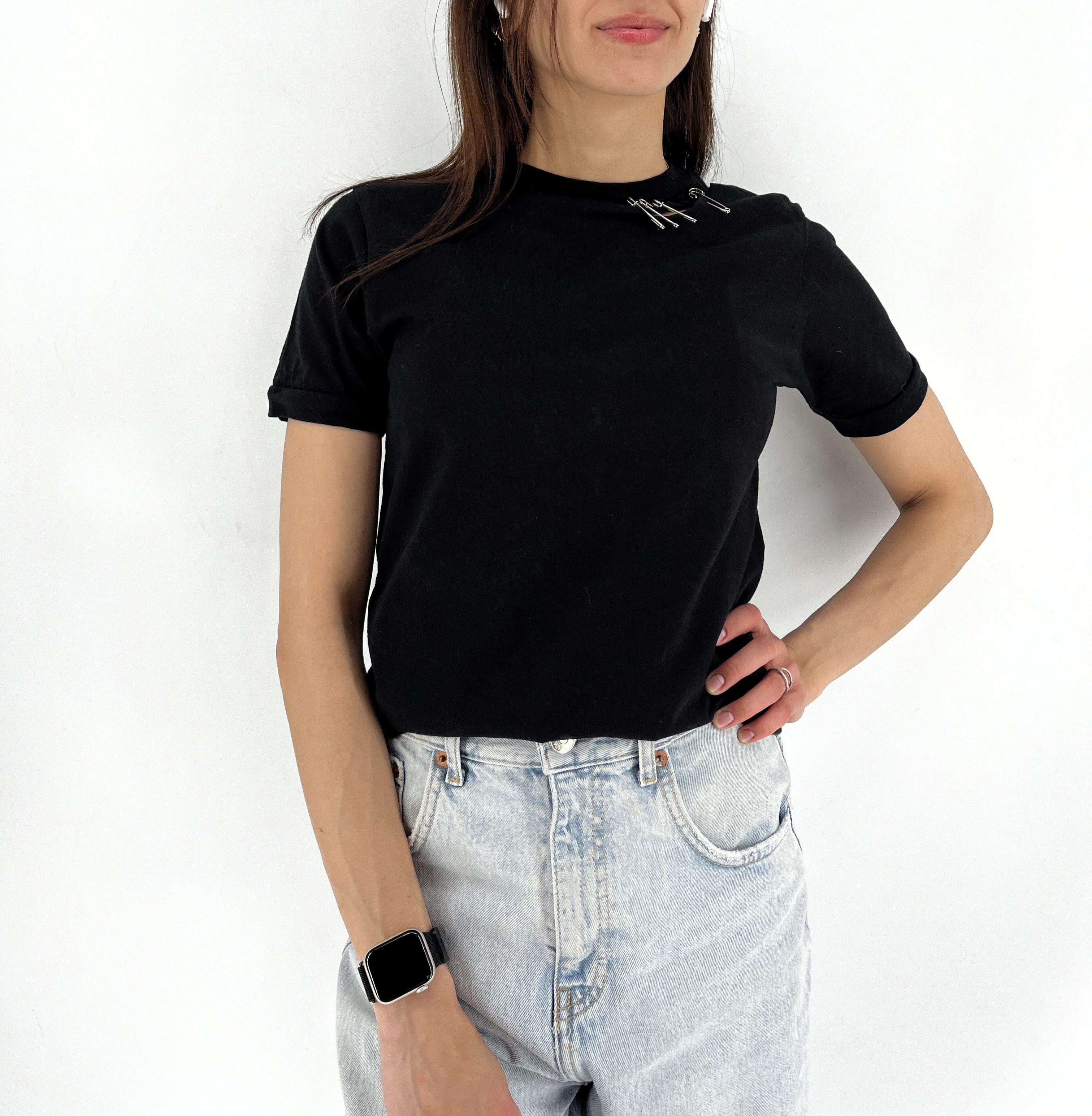 The Kooples The Kooples Shirt Woman's Small Black Cotton Crew Neck Short Size S / US 4 / IT 40 - 1 Thumbnail
