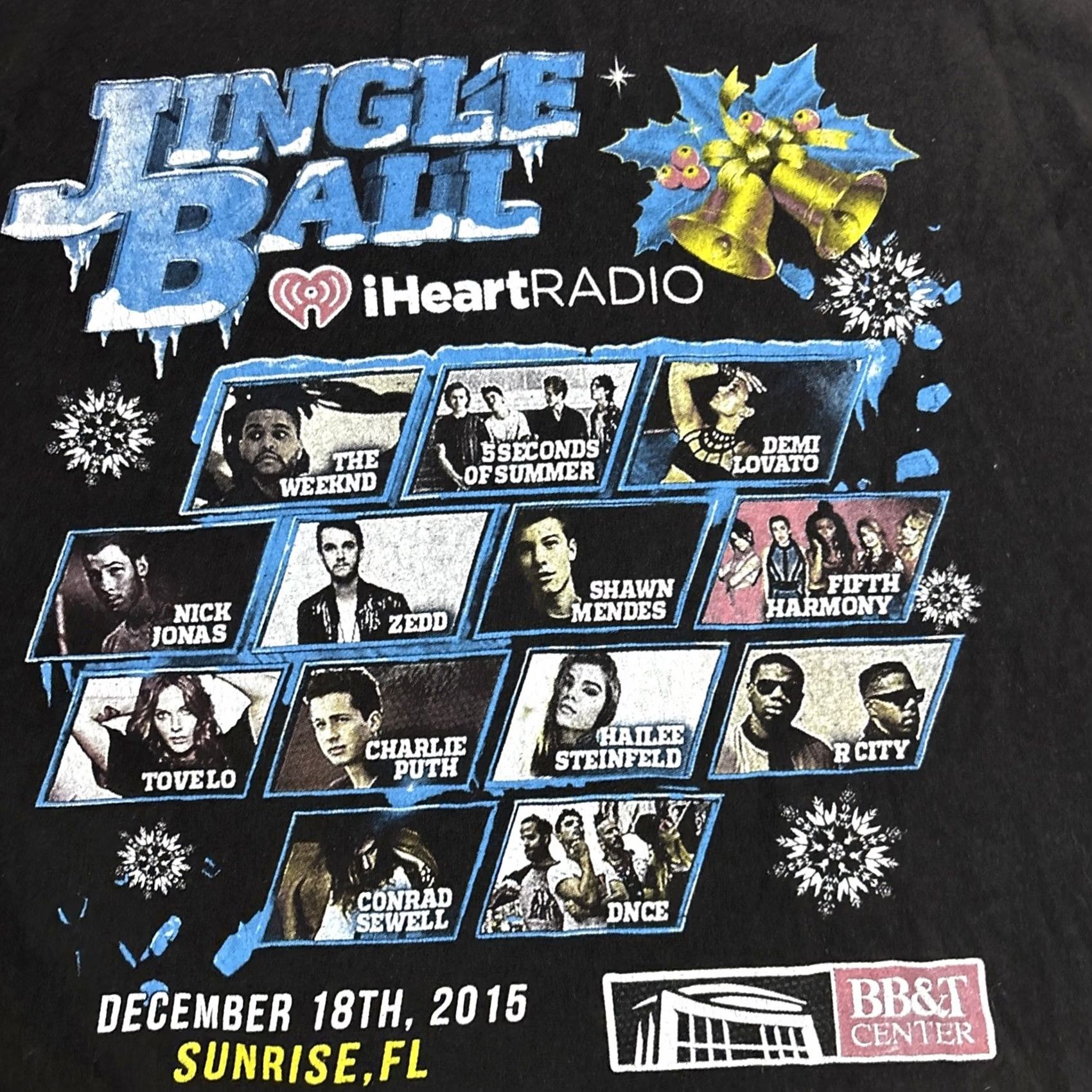 Hanes Hanes Jingle Ball Y100 Miami iHeart Radio 2015 Men’s Large Black Nick Jonas Zedd T-Shirt Mens Regular Short Sleeve Music Band Shirt Size US L / EU 52-54 / 3 - 6 Thumbnail