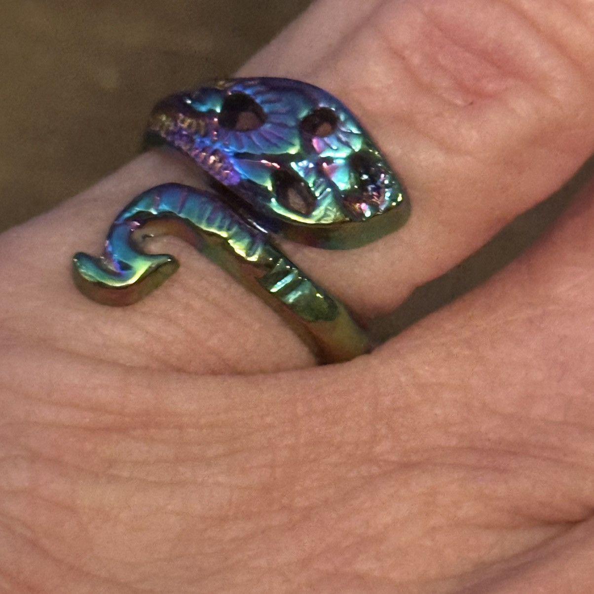 Other Iridescent peacock crochet knitting ring Size ONE SIZE - 4 Thumbnail