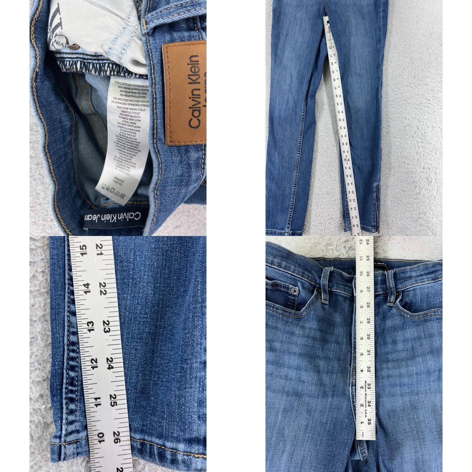 Calvin Klein Calvin Klein Jeans Women 27 Blue Skinny Ankle Zip High Rise Cotton Blend 24x26 Denim 5-Pocket Womens Modern American Designer Size 27" / US 4 / IT 40 - 8 Thumbnail