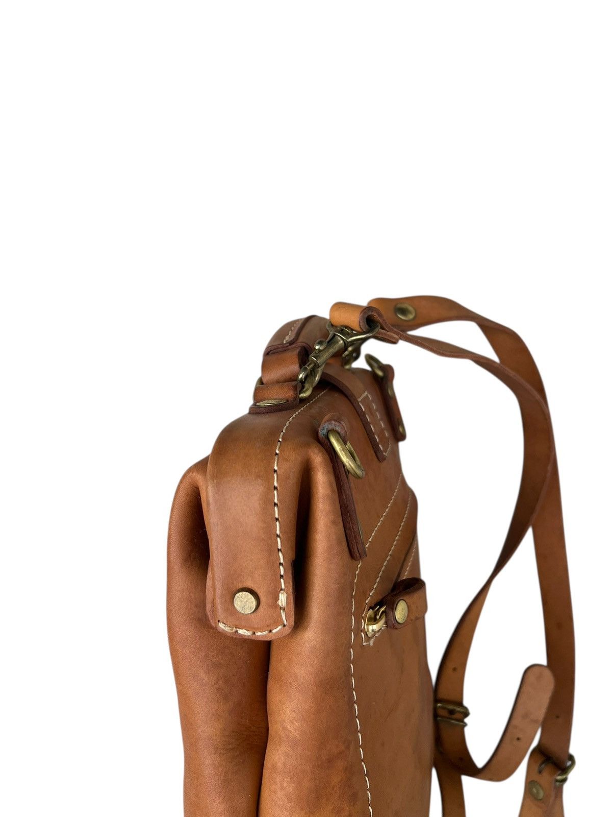 Leather Vintage HERZ Japan Patina Leather Backpack Rucksack Size ONE SIZE - 15 Thumbnail