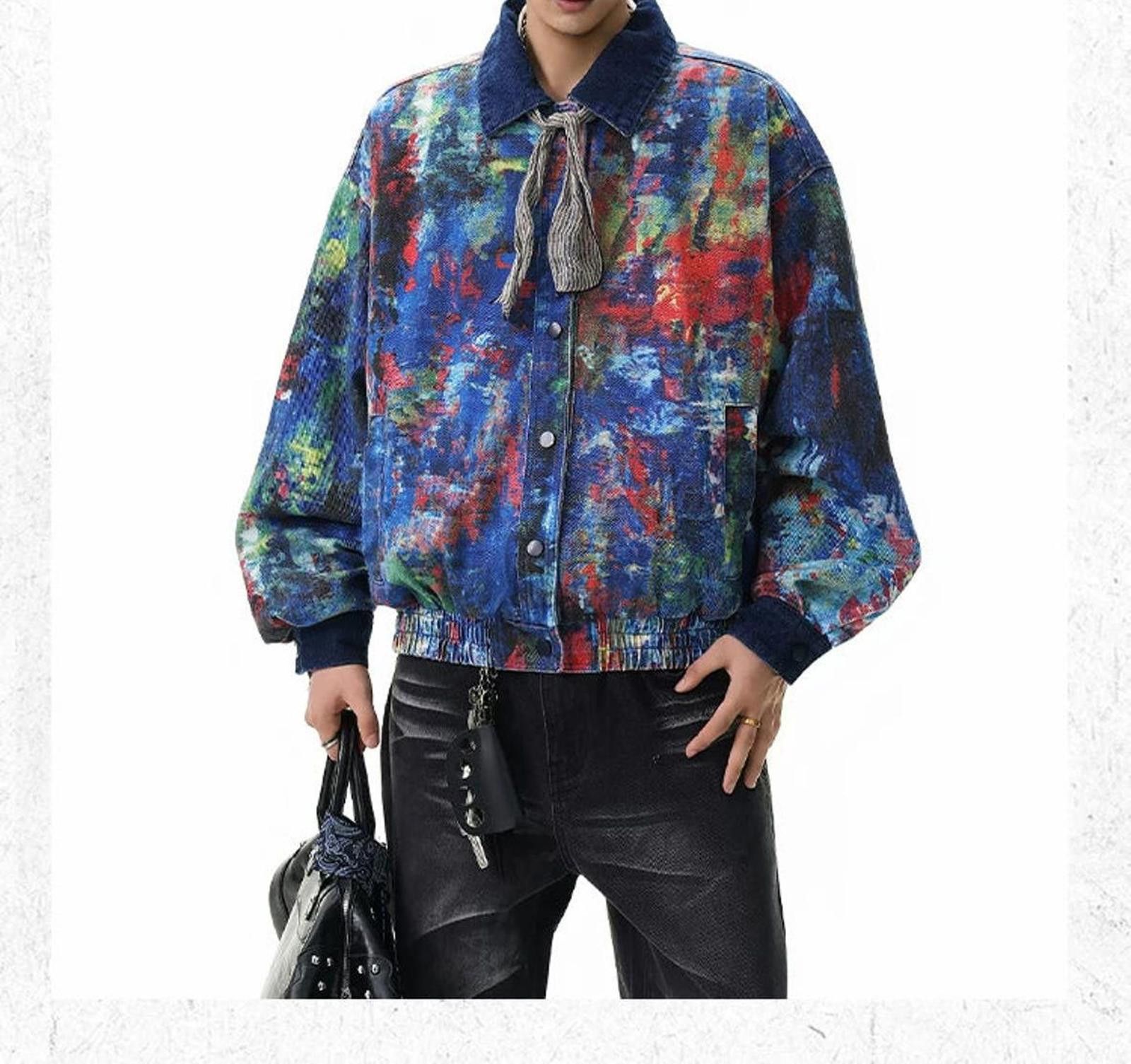 Other Graffiti Art Denim Jacket | Painted Boxy Wide Outerwear Size US M / EU 48-50 / 2 - 7 Thumbnail
