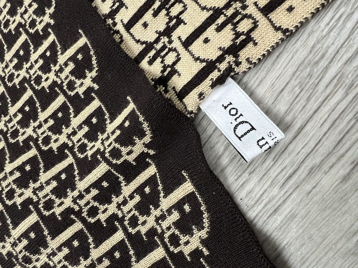 Dior Christian Dior Vintage Oblique Monogram Scarf Black Beige Size ONE SIZE - 8 Thumbnail