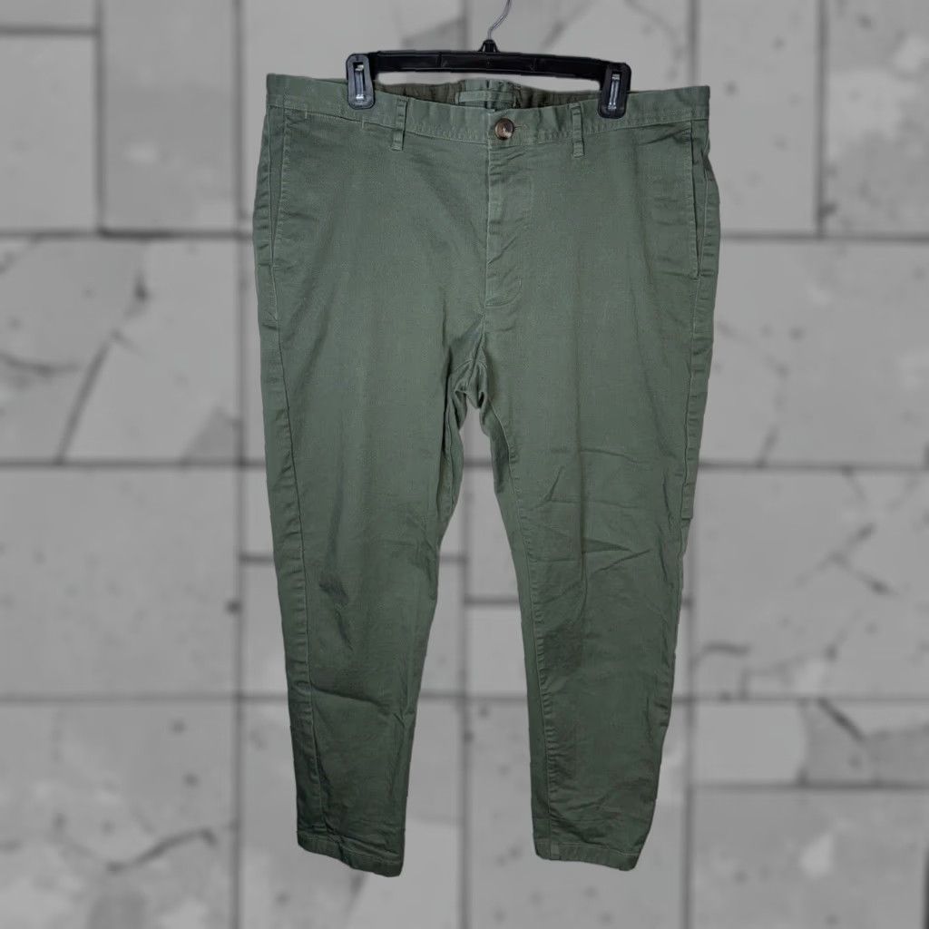 Proper Cloth Proper Cloth Green Chino Pants Mens 40 Regular Inseam 29 Stretch Lightweight Zip Front Casual Formal Workwear Pants Size US 40 / EU 56 - 1 Thumbnail