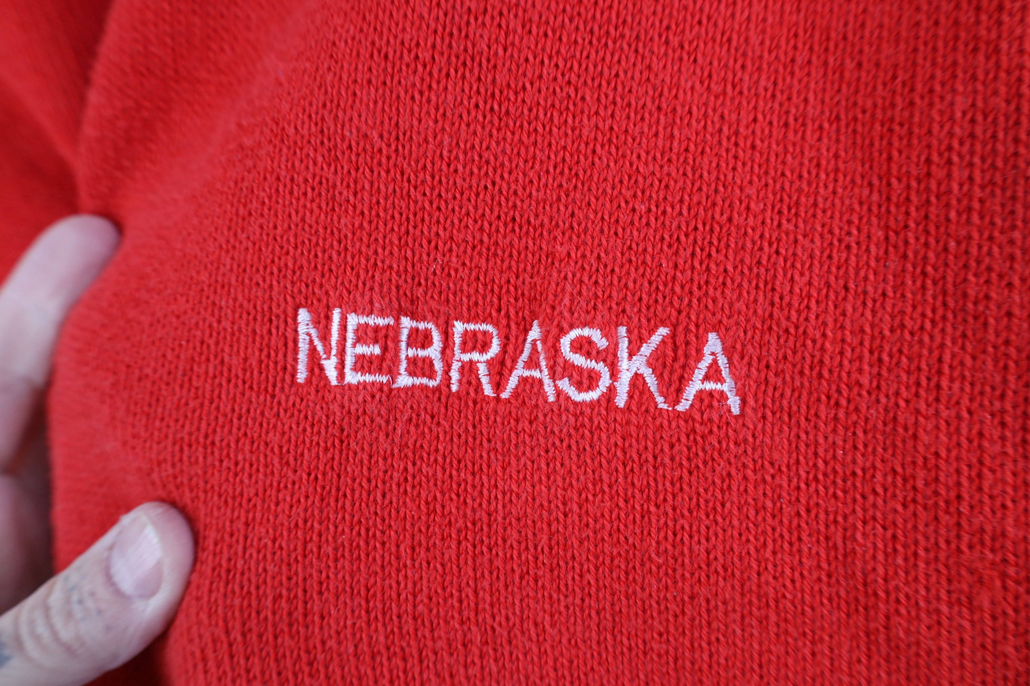 Vintage Vintage 90s University of Nebraska Knit Sweater Red USA Size US XL / EU 56 / 4 - 4 Thumbnail