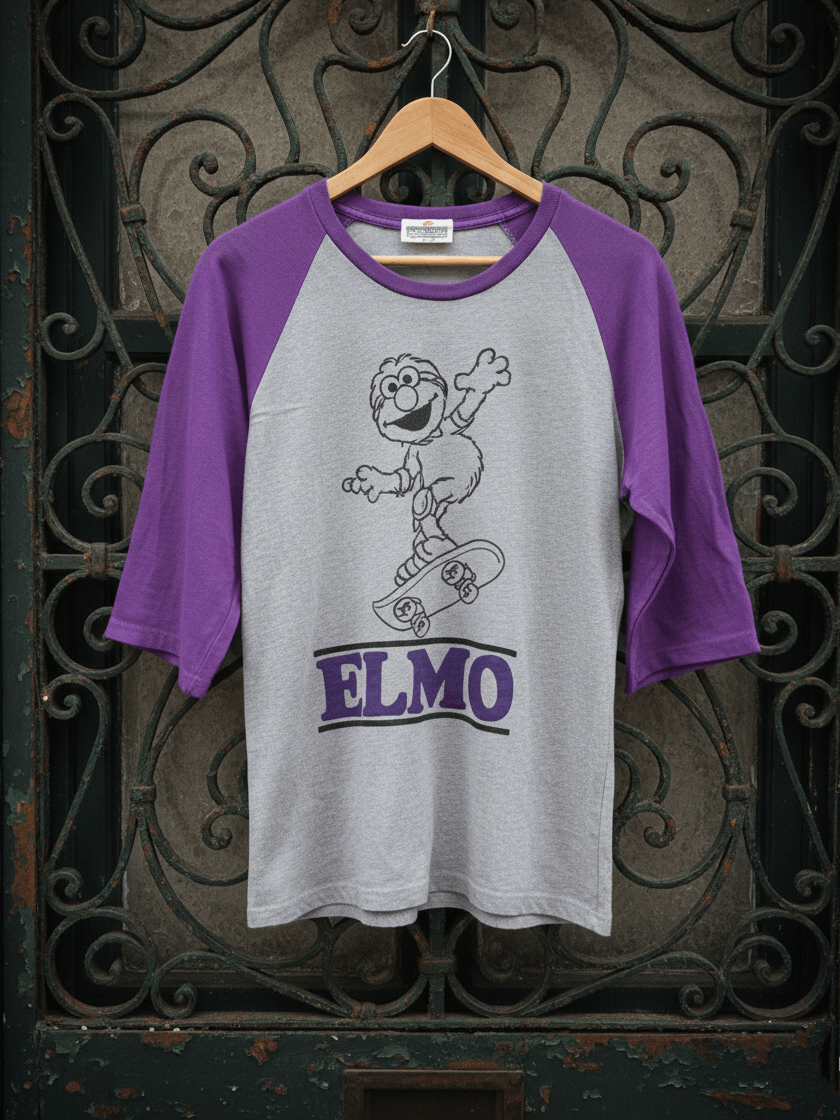 Cartoon Network Rare Vintage Sesame Street Elmo Skateboard Raglan 3q Sleeve Size US L / EU 52-54 / 3 - 1 Thumbnail