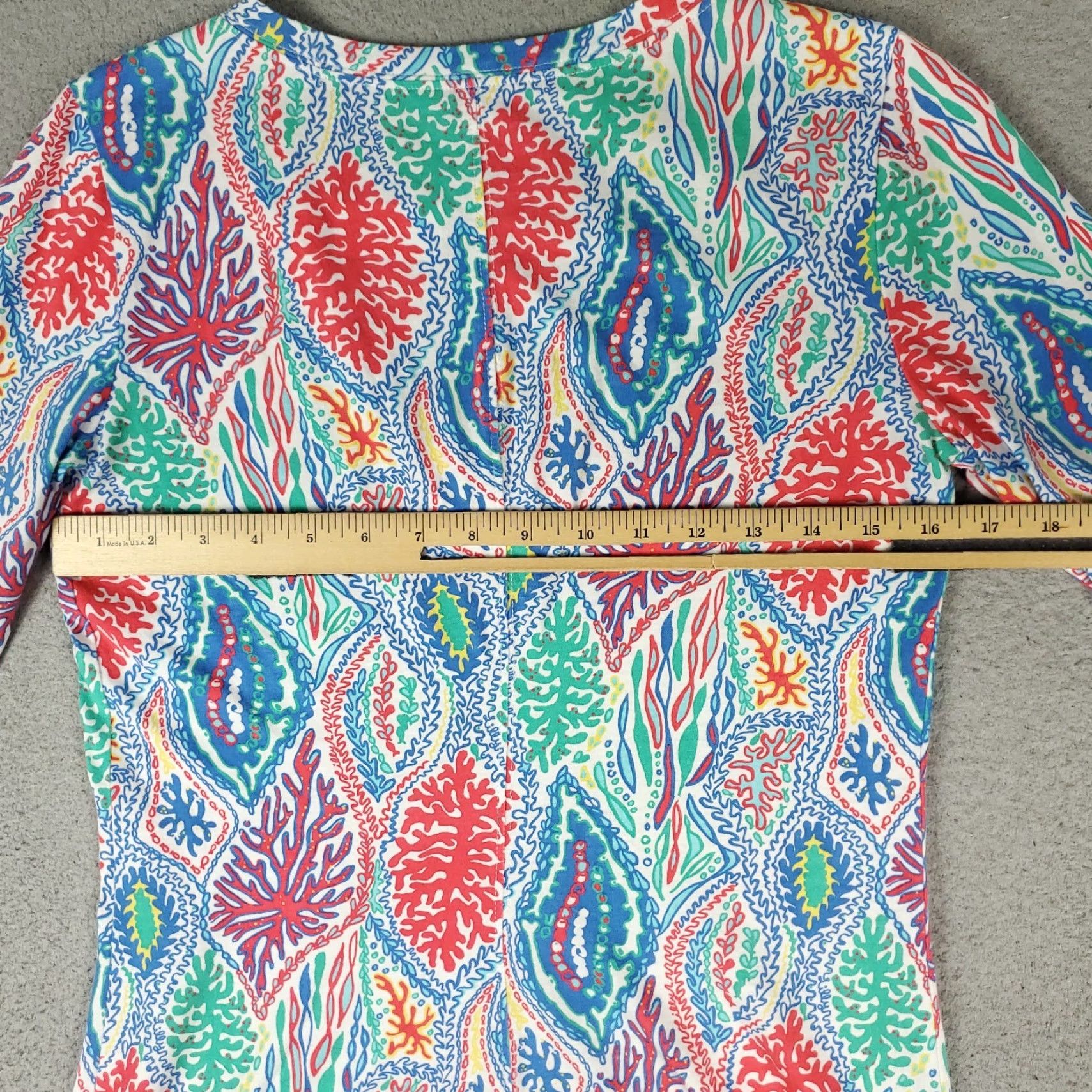 Lilly Pulitzer Lilly Pulitzer Dress Womens Small Blue Minnow V-Neck Long Sleeve Shift T-Shirt Dress Casual Formal Party/Cocktail Size S / US 4 / IT 40 - 6 Thumbnail