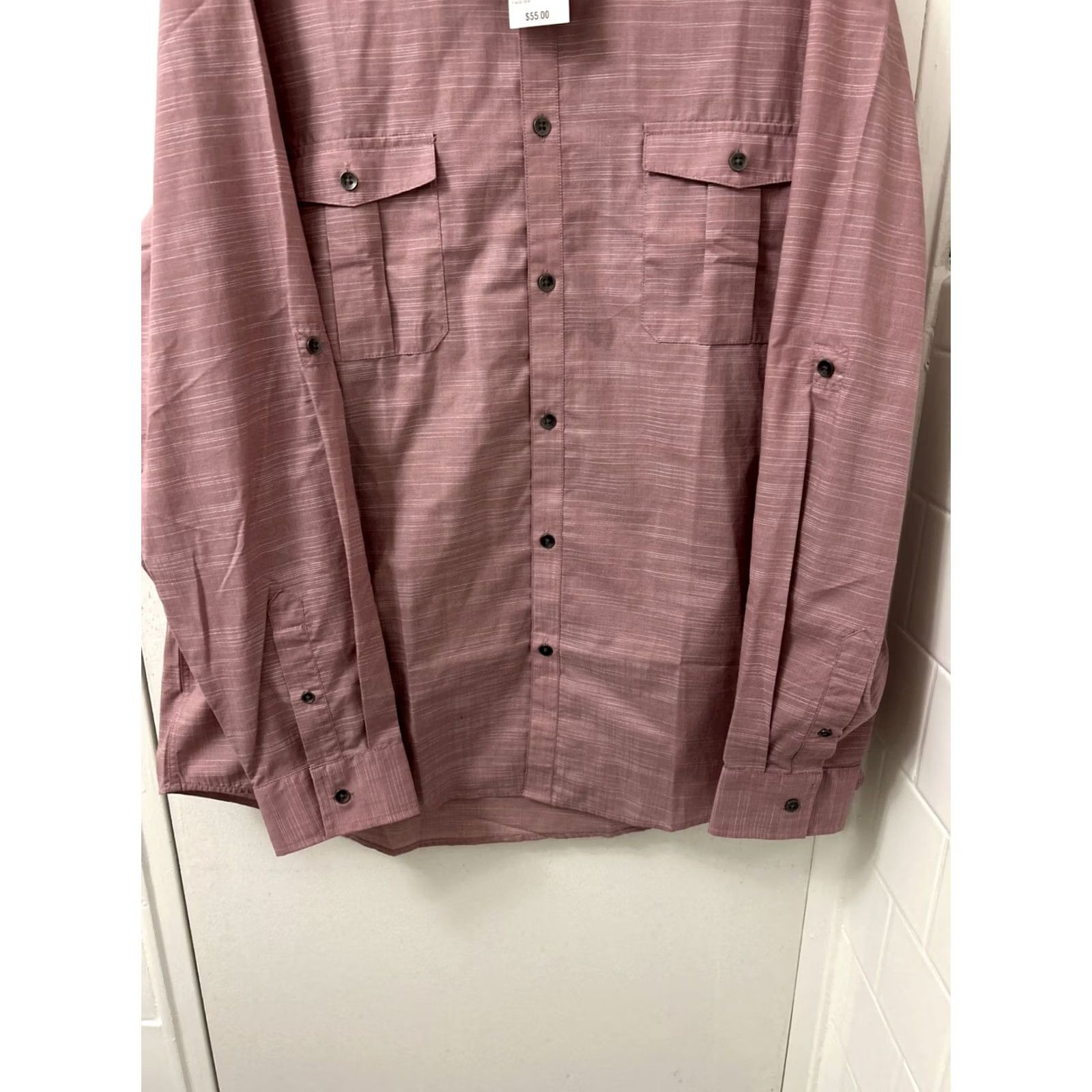 Alfani VINTAGE Alfani Shirt Mens XL Matte Rose Red Button-Down Pockets Long Sleeve Mens Regular Fit Dress Shirt Size US XL / EU 56 / 4 - 3 Thumbnail