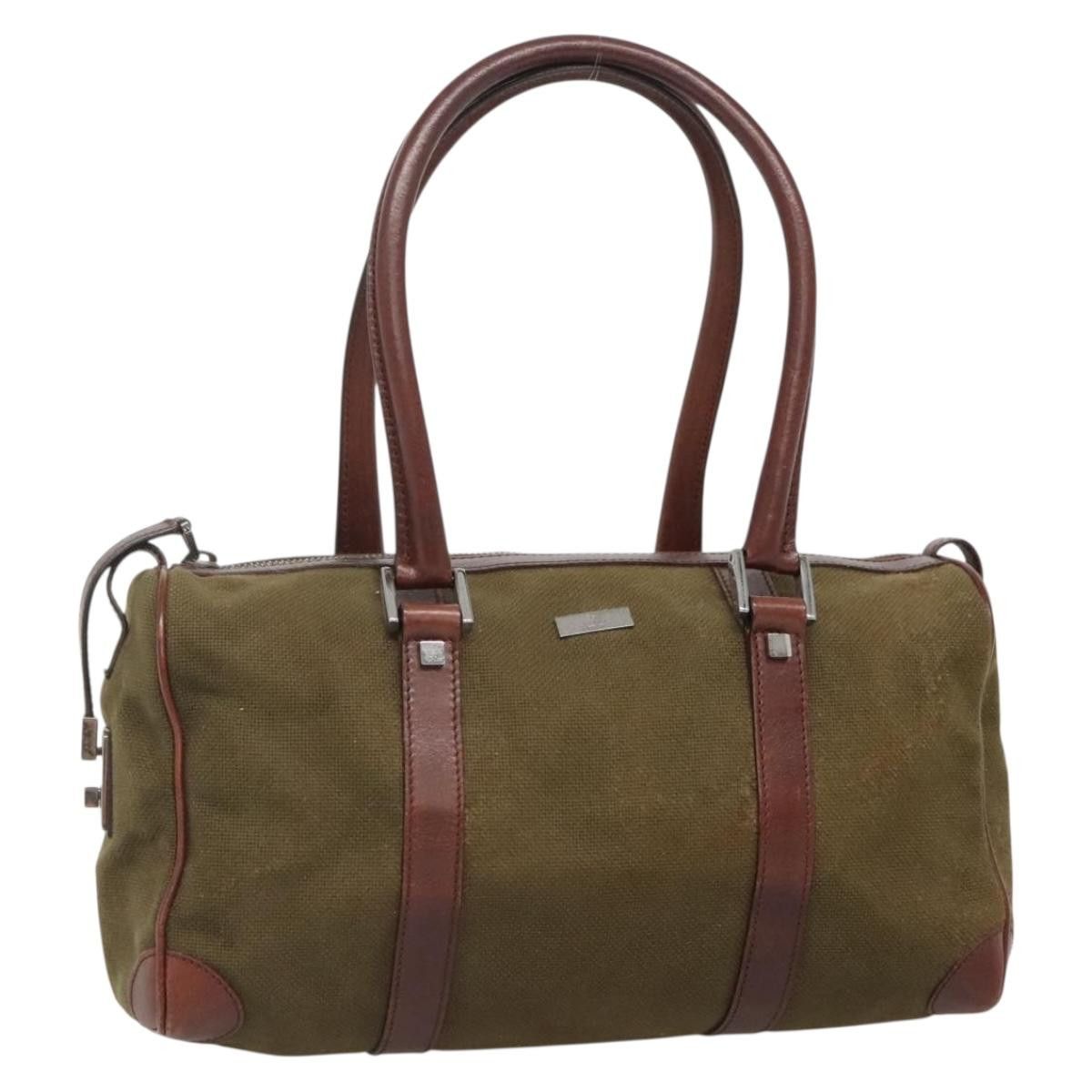 Gucci GUCCI Hand Bag Canvas Leather Khaki Brown Size ONE SIZE - 1 Thumbnail