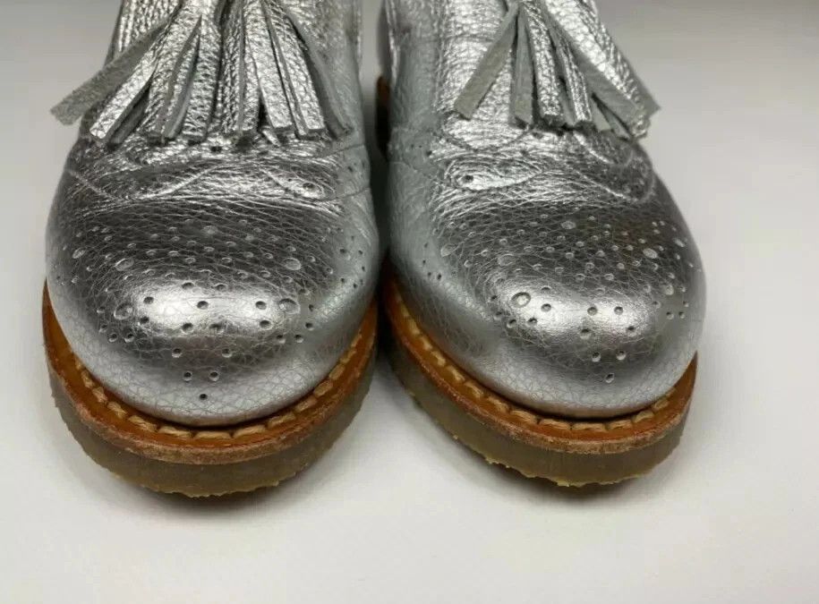Vintage Penelope Chilvers Women’s Leather Silver Loafer Oxford Shoes Size US 6.5 / IT 36.5 - 4 Thumbnail
