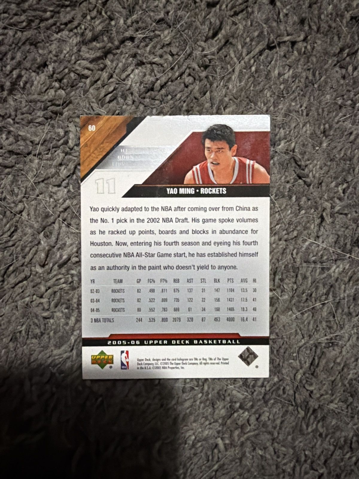 NBA 2005 Upper Deck #60 Yao Ming Card Size ONE SIZE - 2 Thumbnail