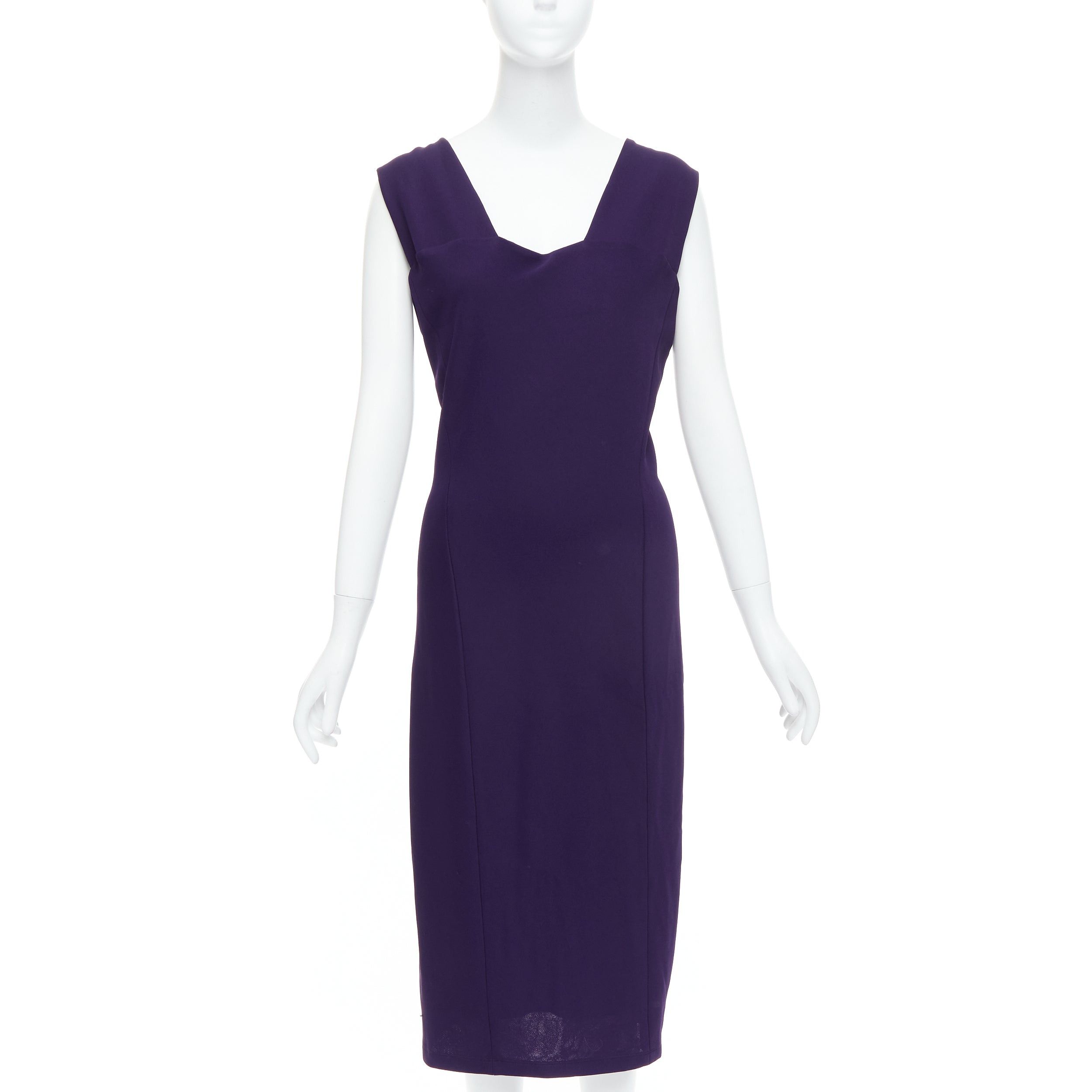 Donna Karan DONNA KARAN Fluid Crepe Double eggplant purple sheath dress L Size M / US 6-8 / IT 42-44 - 1 Thumbnail