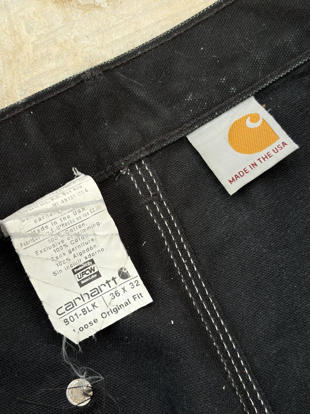 Carhartt Vintage 00s Carhartt Double Knee Pant Black Faded Size US 36 / EU 52 - 8 Thumbnail
