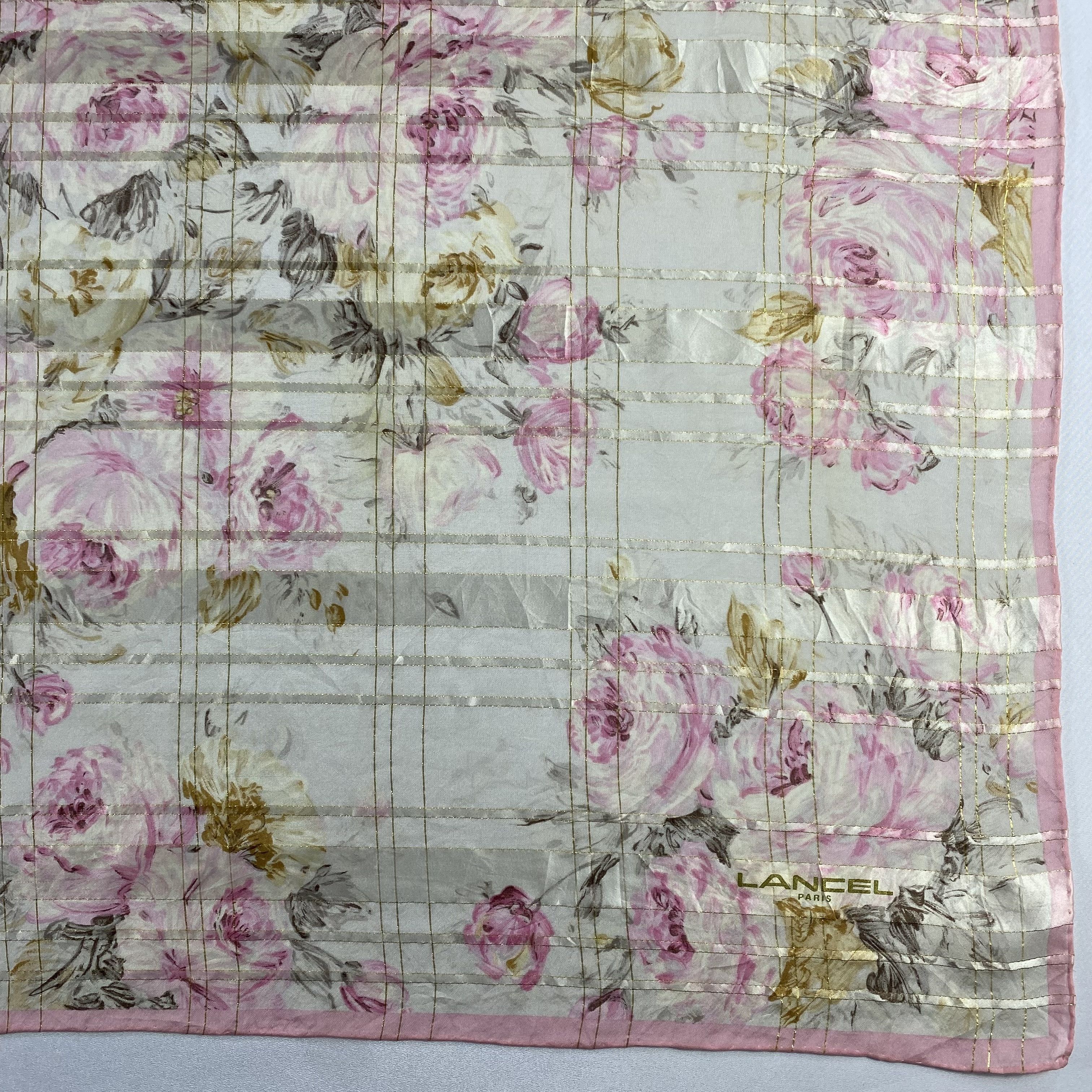 Japanese Brand × Lancel × Vintage Vintage Lancel Floral Silk Scarf SS097 Size ONE SIZE - 3 Thumbnail