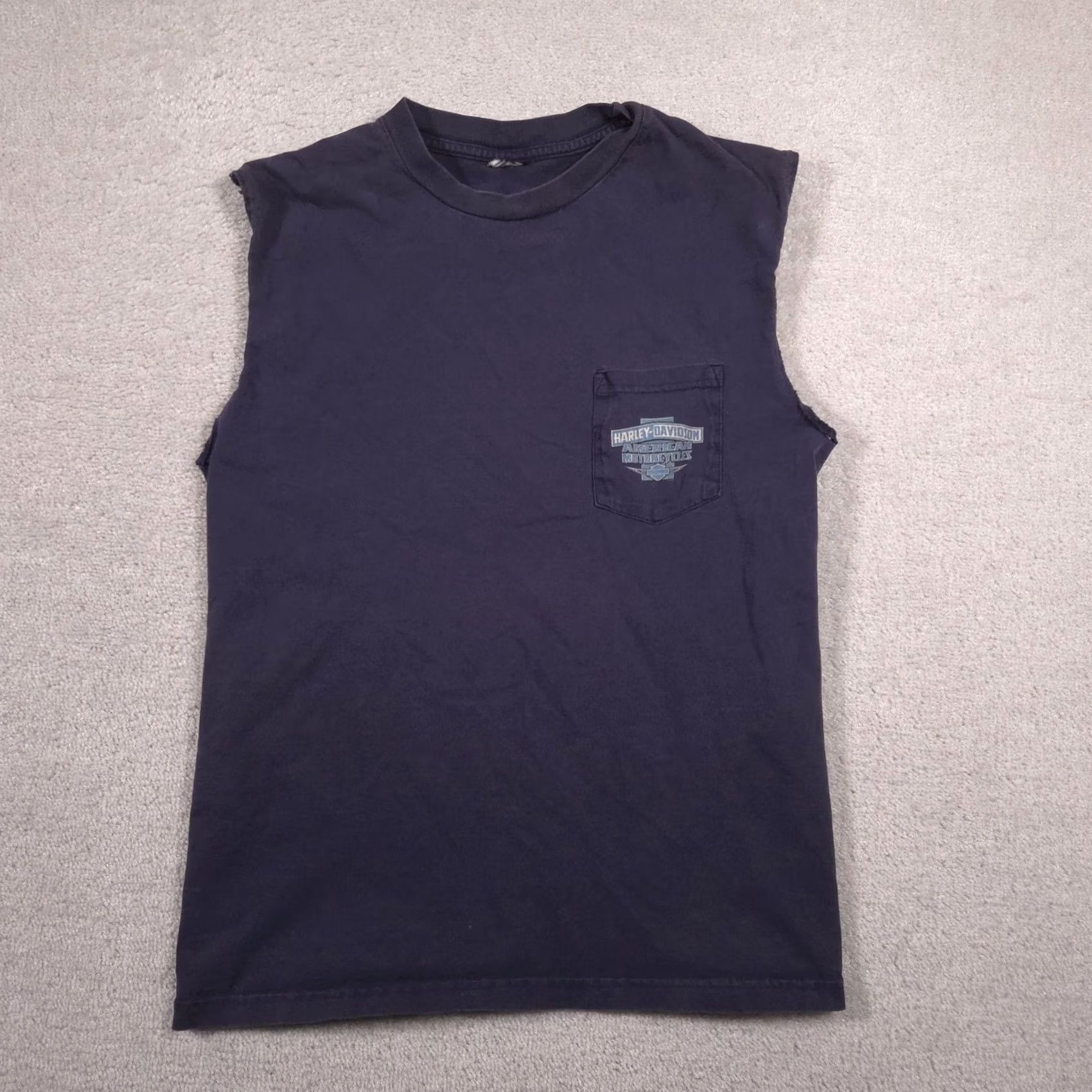 Harley Davidson VINTAGE Harley-Davidson Shirt Mens M Sleeveless Pocket Hawkeye Coralville Blue Graphic Print Logo Size US M / EU 48-50 / 2 - 2 Thumbnail