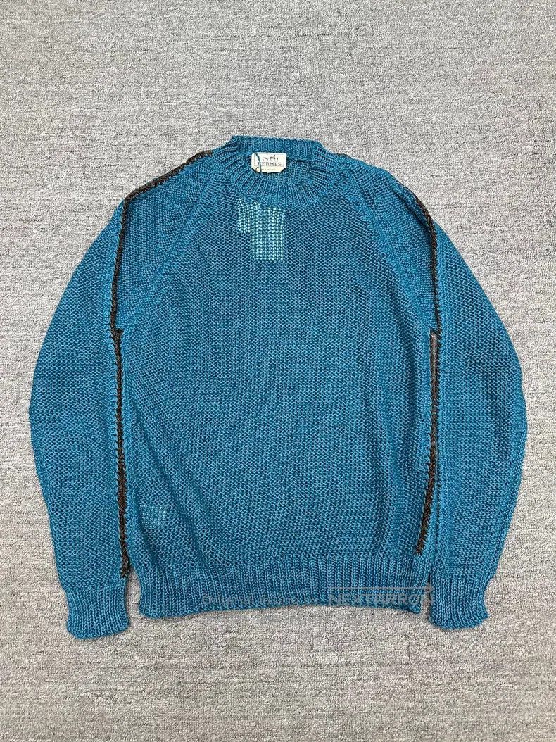 Hermes Hermes Leather-patched knitted sweater Size US S / EU 44-46 / 1 - 1 Thumbnail