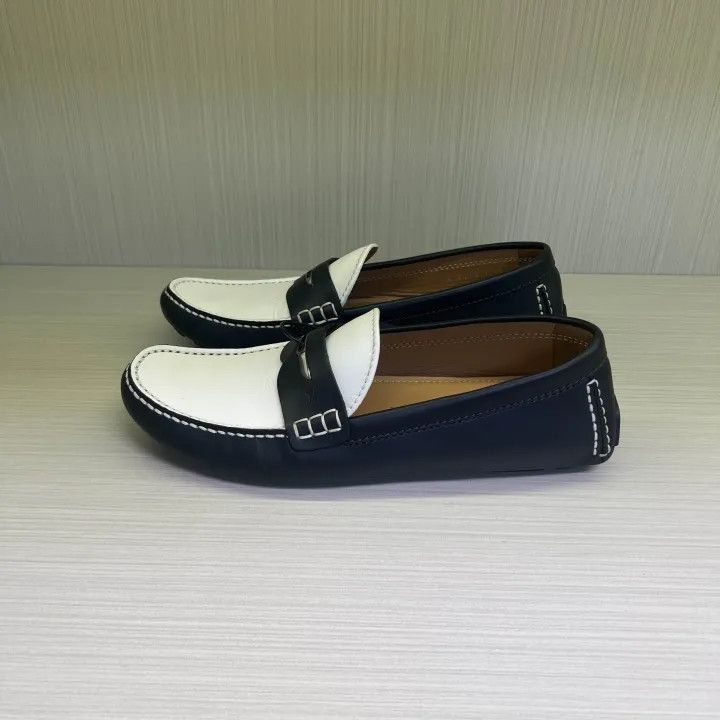 blue louis vuitton dress shoes Louis Vuitton Hockenheim Moccasin – Marine Blue Grained Calf Leather –  Hollo Shoe main image 1