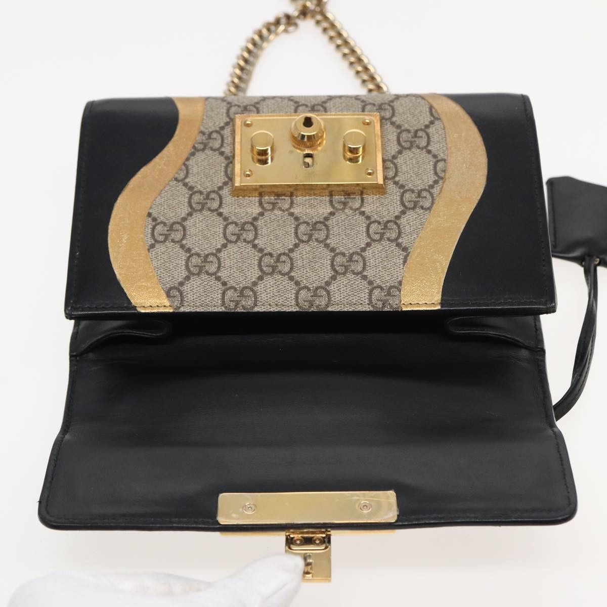 Gucci GUCCI Padlock GG Supreme Chain Shoulder Bag Pvc Beige Size ONE SIZE - 17 Thumbnail