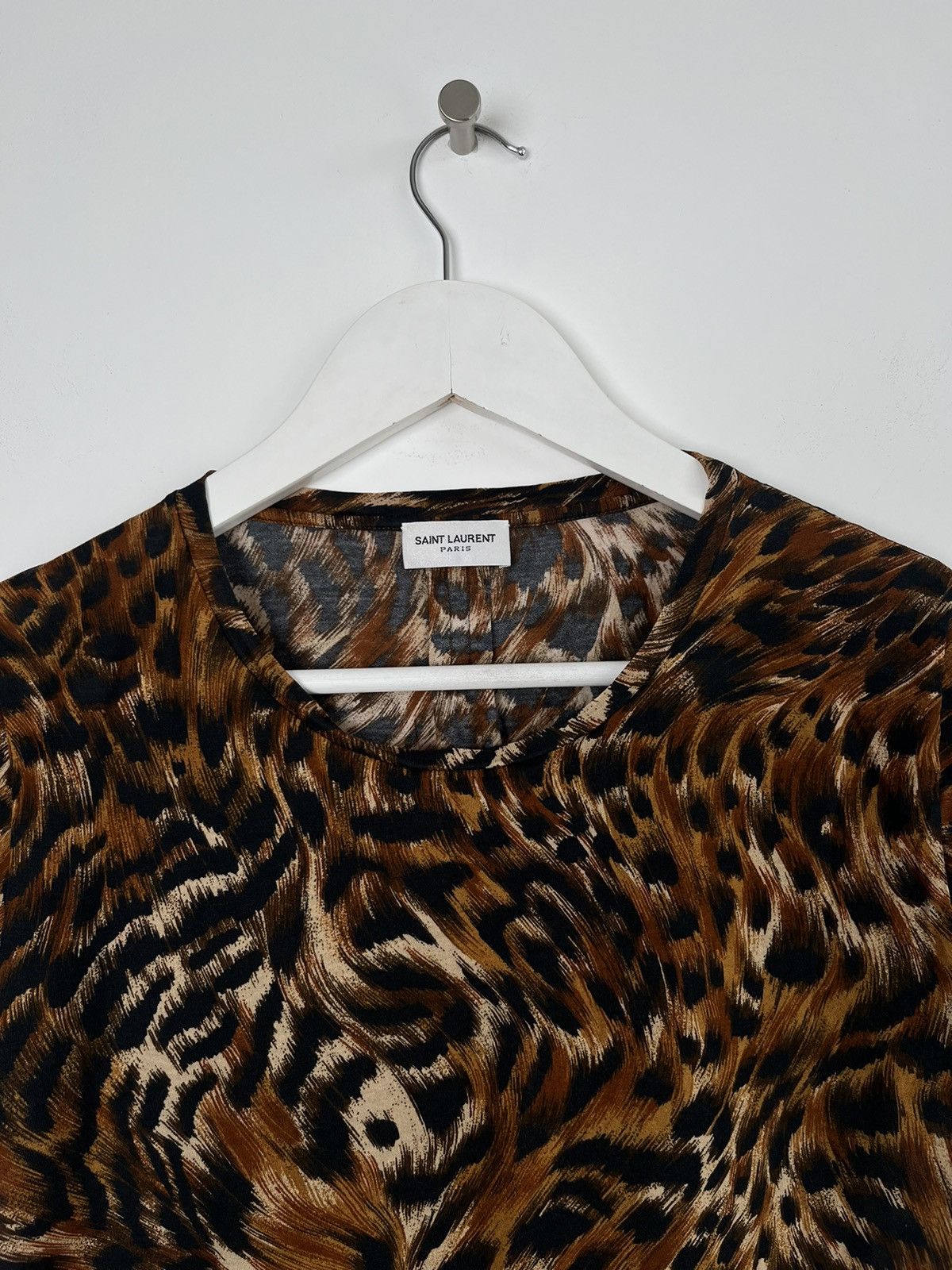 トップス saint laurent paris leopard Hedi FW16 Saint Laurent Paris Leopard Pattern Tee by Hedi Slimane