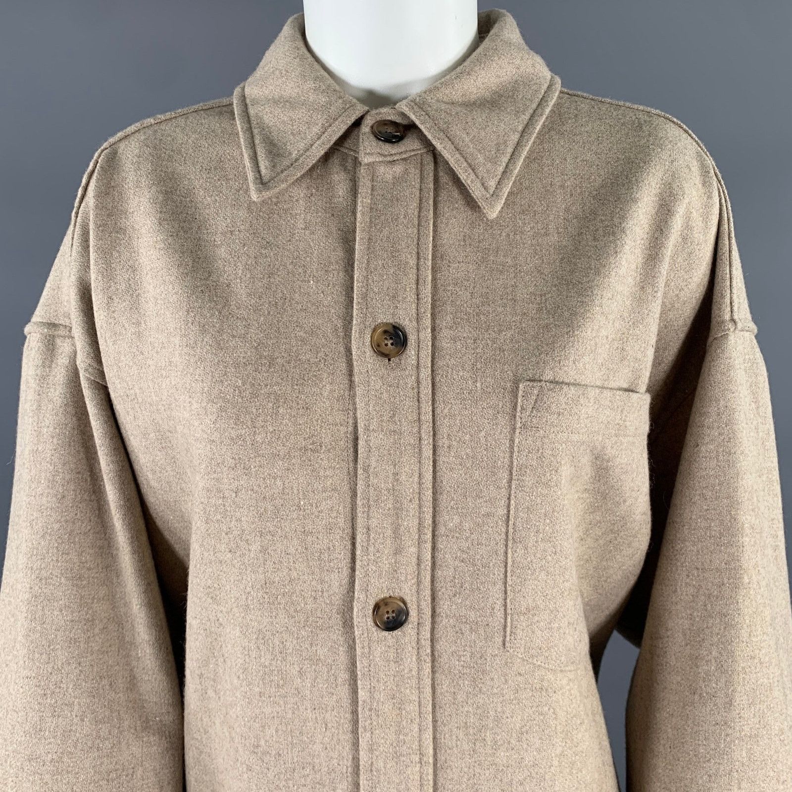 Frankie Shop THE FRANKIE SHOP XS/S Brown Faux Fur Notch Lapel Coat Size S / US 4 / IT 40 - 2 Thumbnail