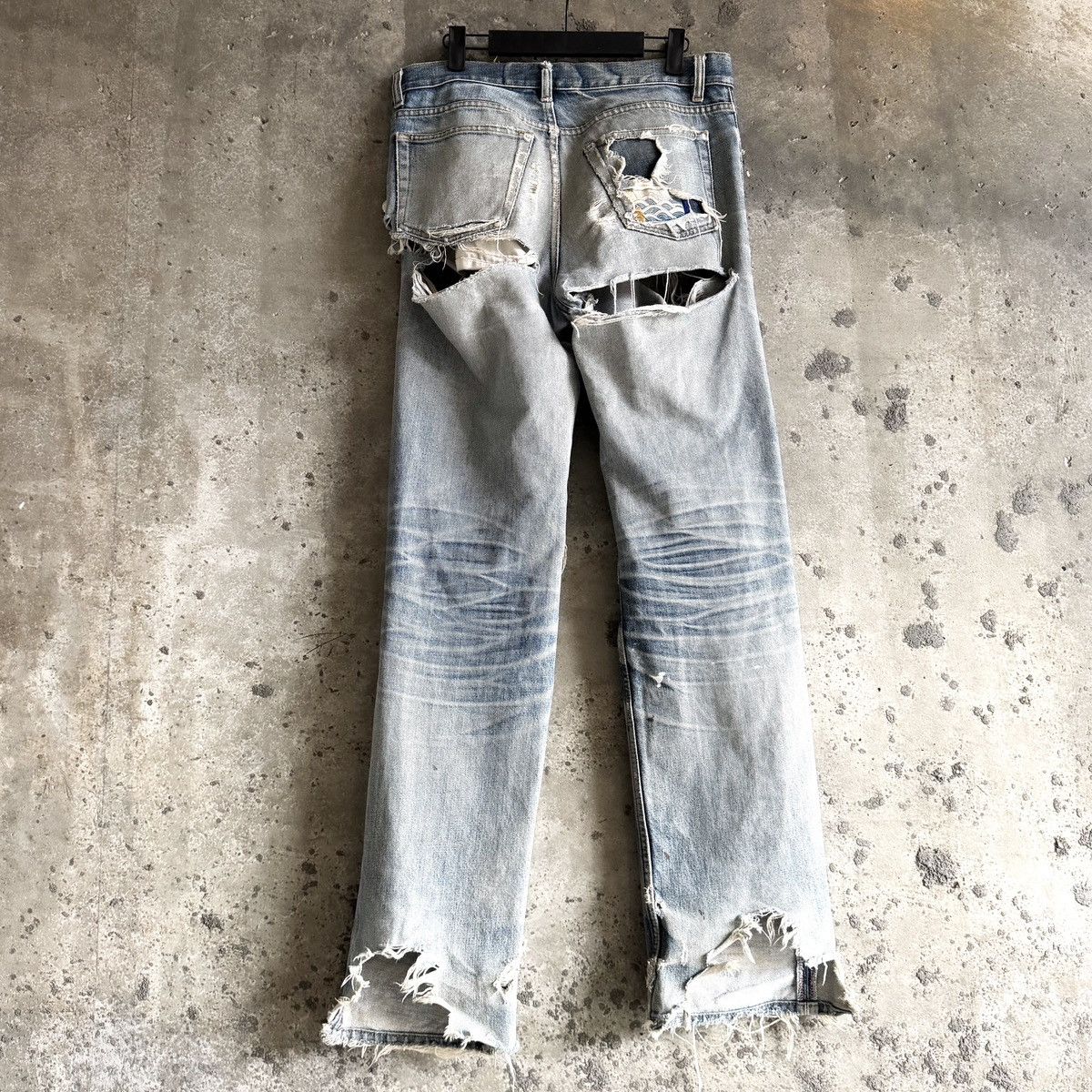 Helmut Lang Vintage Helmut Lang 1998 THRASHED Repair Denim Size US 32 / EU 48 - 4 Thumbnail