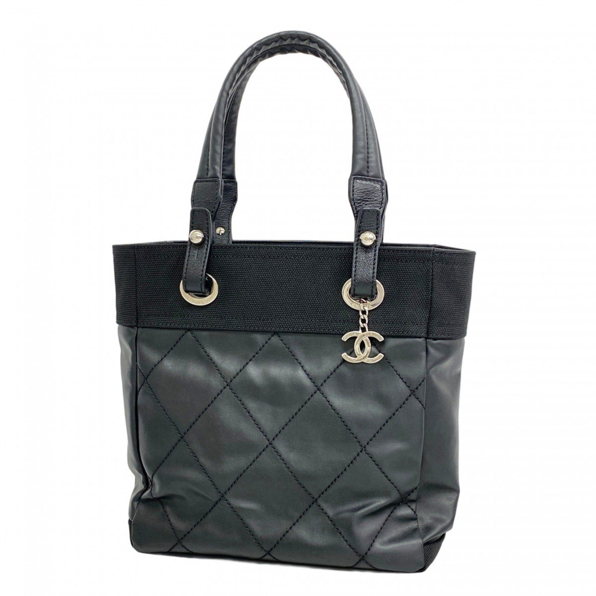 Chanel Tote Bag Paris Biarritz Leather Black Women's