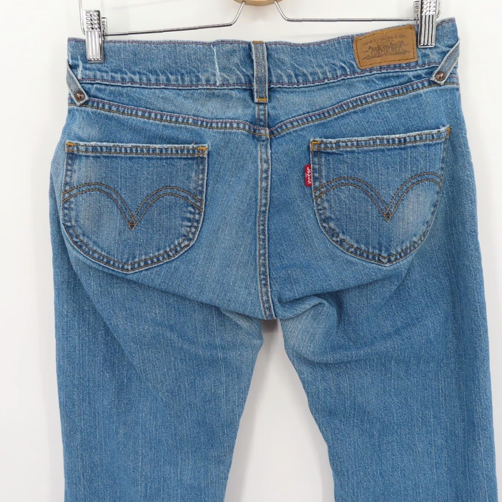 Levi's VINTAGE Levi's Jeans Flared Distressed Juniors 9 Blue Denim Womens Regular Y2K 2000s Levi's Size 30" / US 8 / IT 44 - 5 Thumbnail